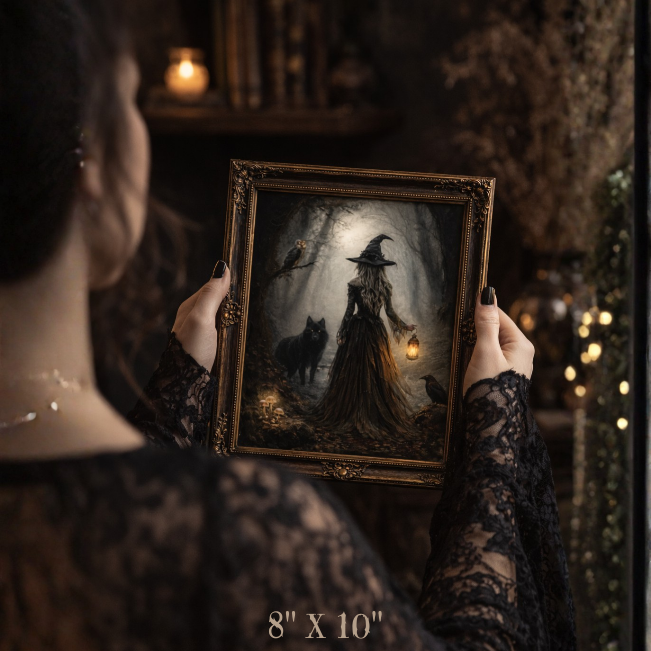 Witch in the Mist Matte Vertical Poster — Witch Lantern Forest Wall Art product thumbnail image