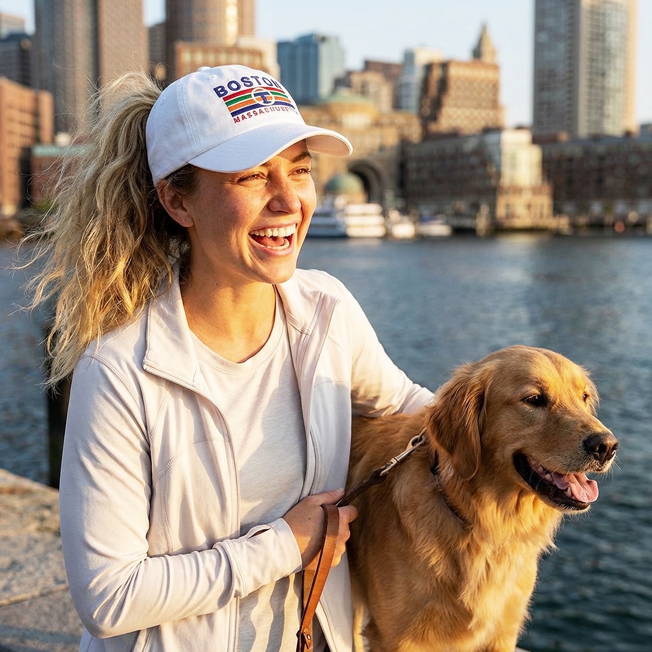 Boston MA "T" Retro Design Embroidered Ball Cap - Bright, Bold Colors Celebrate the Red, Green, Orange &amp; Blue Lines. And...Free Shipping product thumbnail image