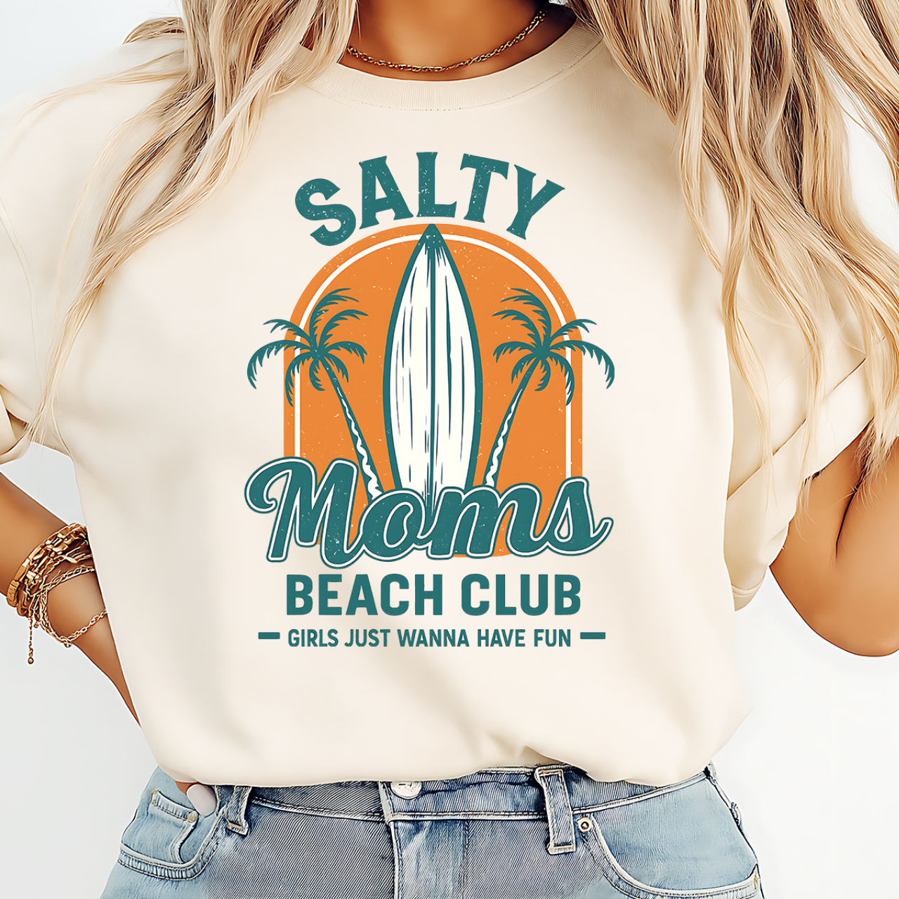 "Salty Mom's Beach Club" Unisex Garment-Dyed T-shirt product thumbnail image
