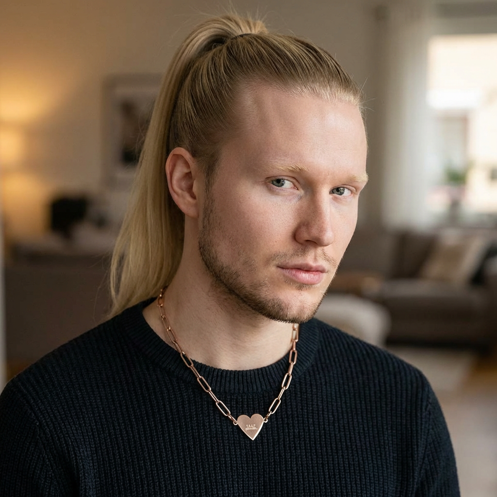 Engravable Paperclip Heart Necklace — Customizable Rose Gold Pendant product thumbnail image