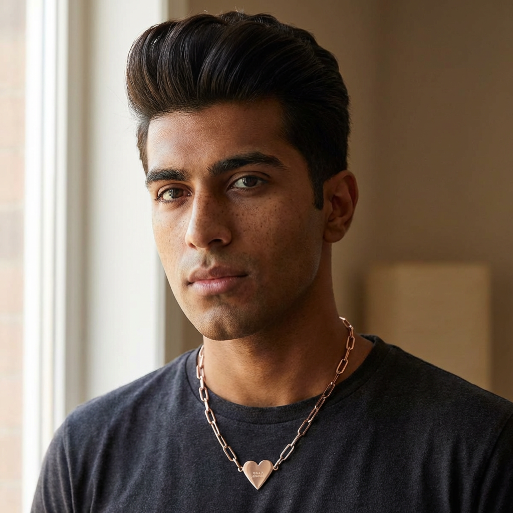 Engravable Paperclip Heart Necklace — Customizable Rose Gold Pendant product thumbnail image