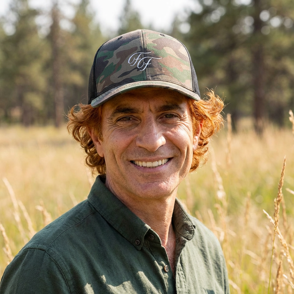 Camo Trucker Hat — Embroidered Script Initials (Adjustable Mesh Cap) product thumbnail image