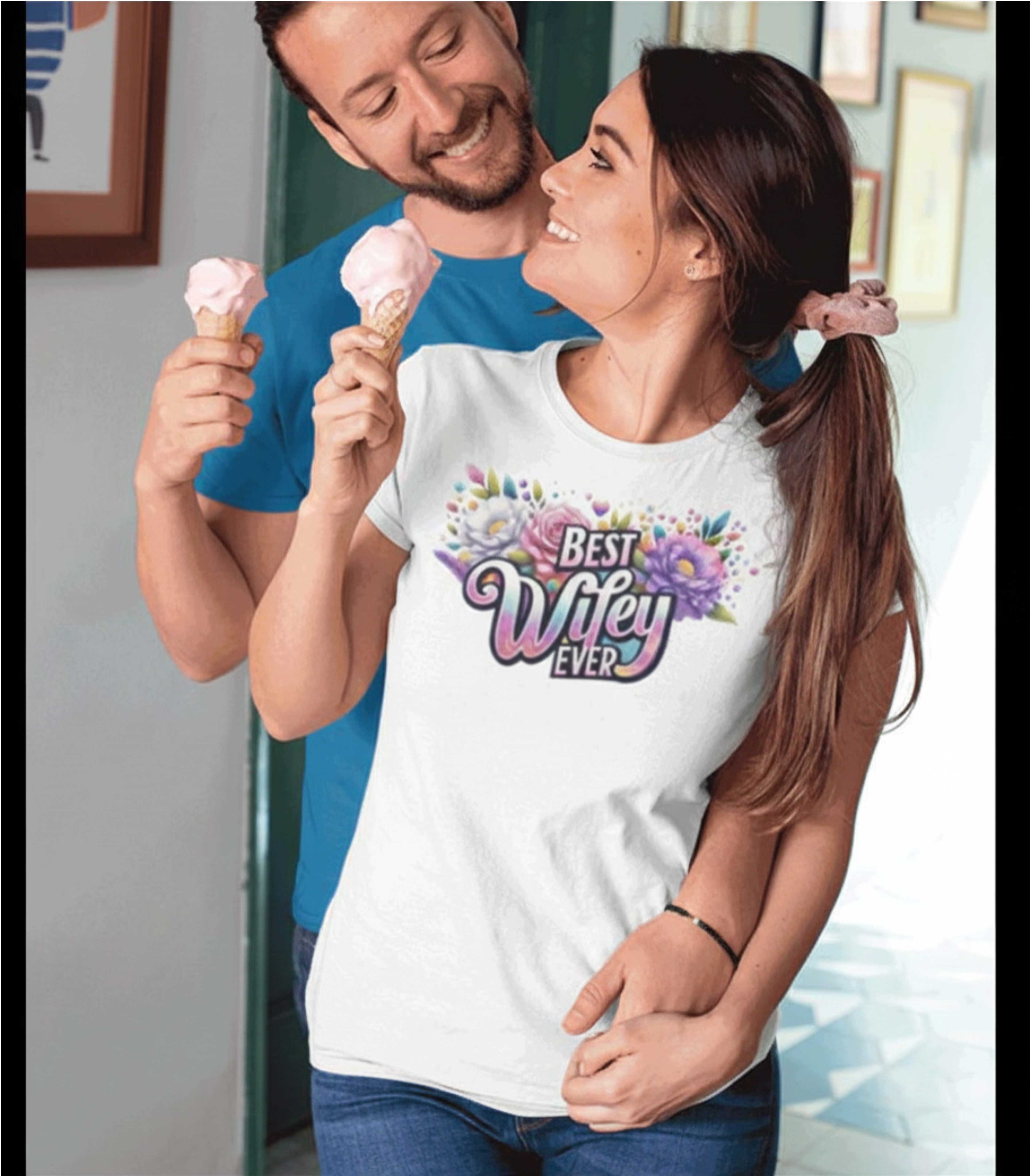 Best Wifey Ever T-Shirt, Floral "Best Wifey Ever" Graphic Tee for Wives, Mother's Day &amp; Anniversary Gift product thumbnail image