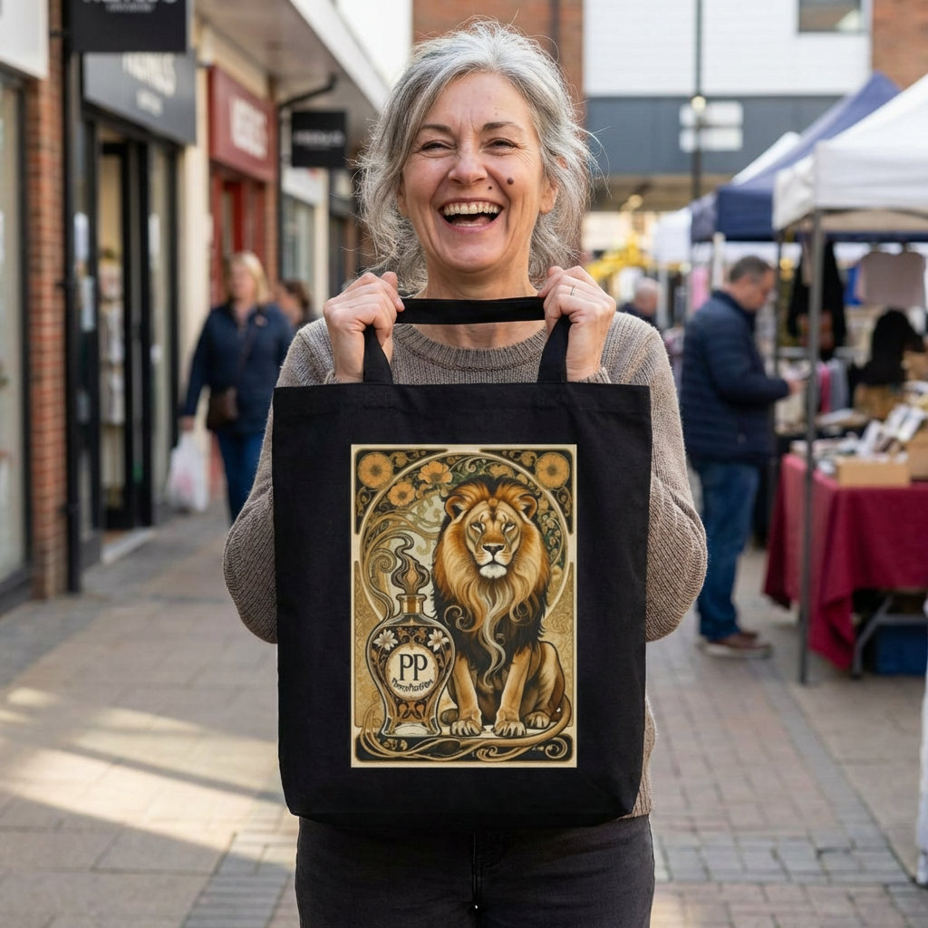 Lion Art Tote Bag — Vintage Zodiac Leo Canvas Tote product thumbnail image Lion Art Tote Bag — Vintage Zodiac Leo Canvas Tote product thumbnail image