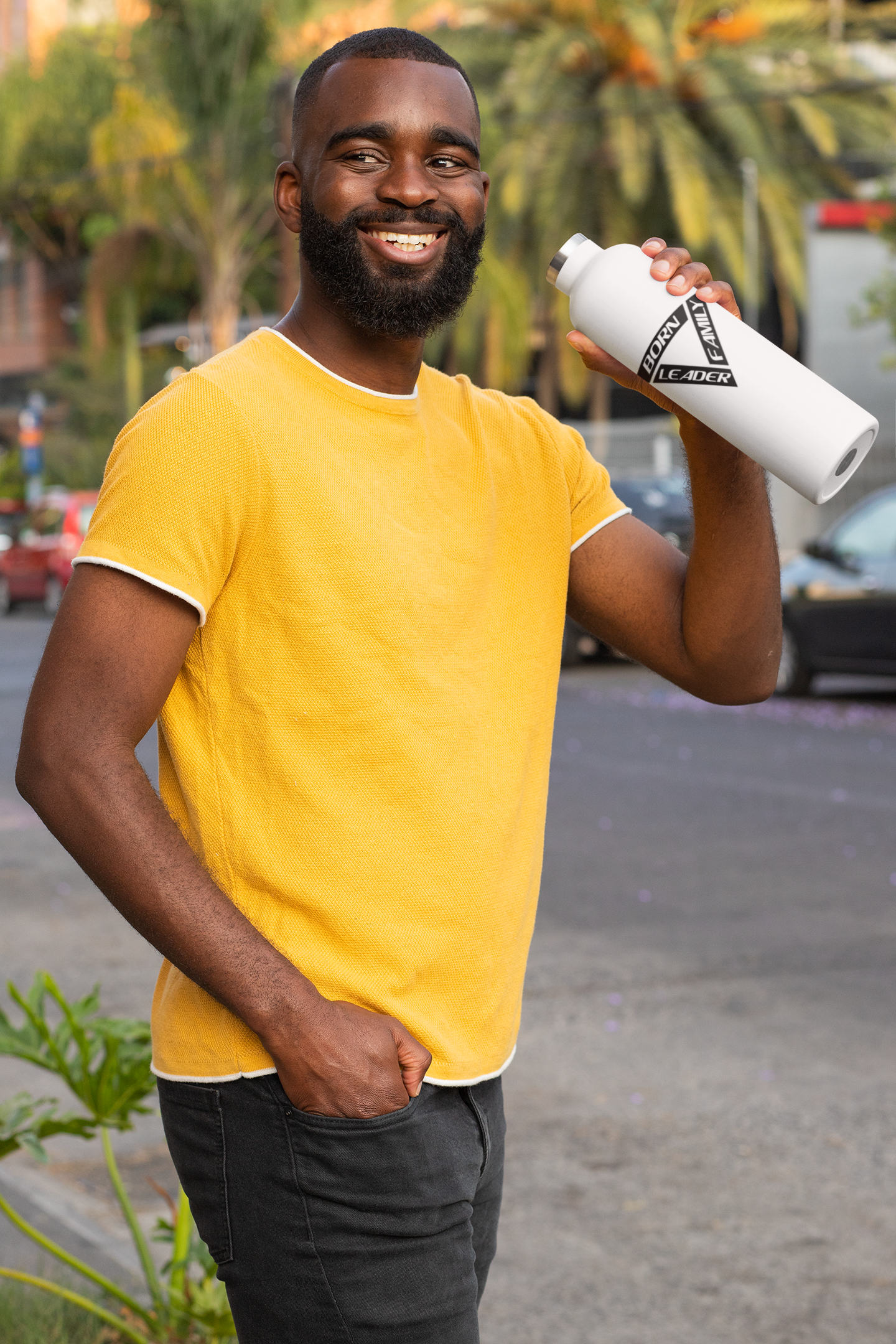 Slim Water Bottle — Support The Born Leader Family (Proceeds to Youth Basketball Leadership)