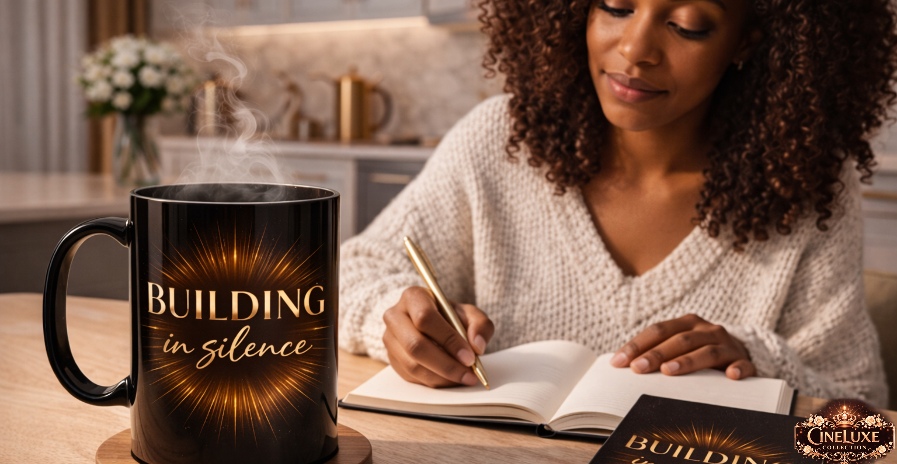 Building in Silence Black Ceramic Mug  product thumbnail image