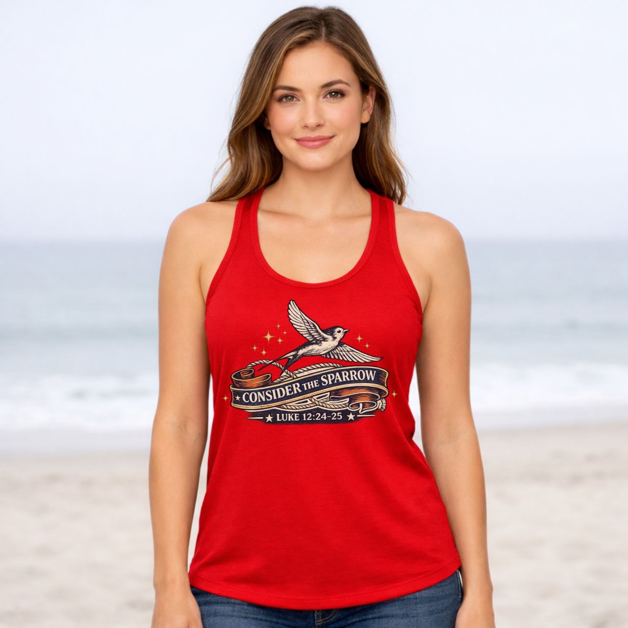 'Consider The Sparrow' Women's Racerback Tank