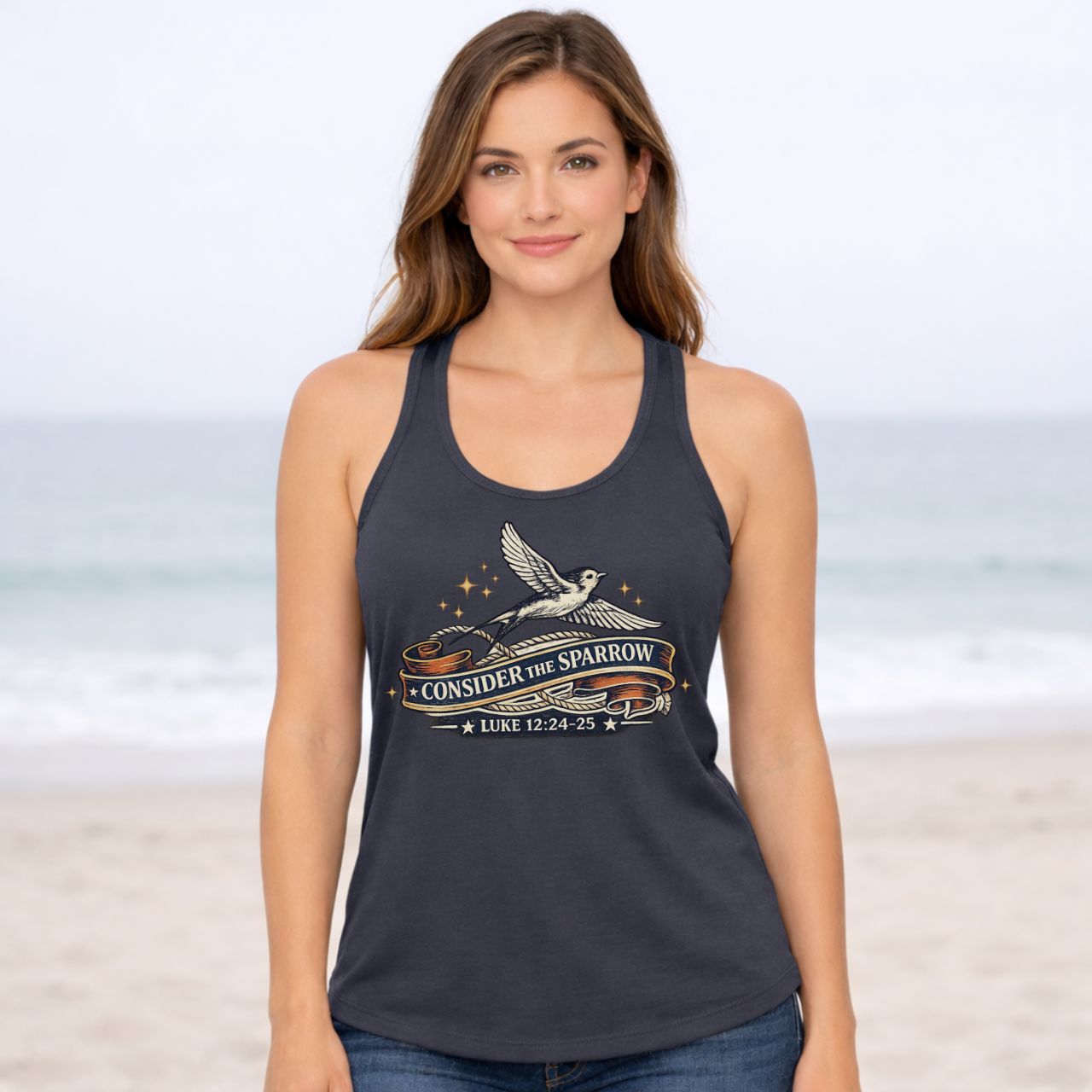 'Consider The Sparrow' Women's Racerback Tank product thumbnail image