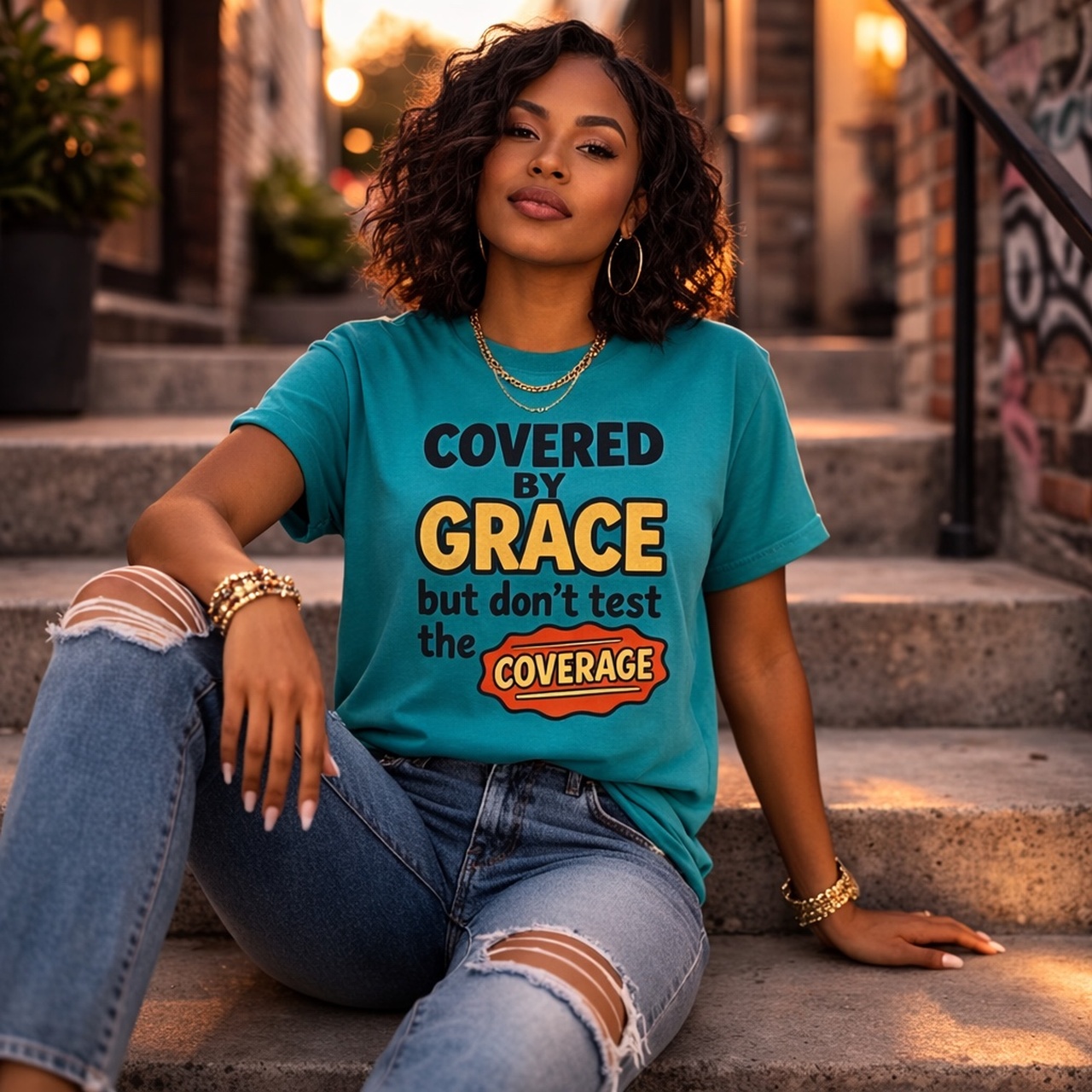Covered By Grace, But Don’t Test The Coverage | Gildan 64000 Unisex Softstyle Tee