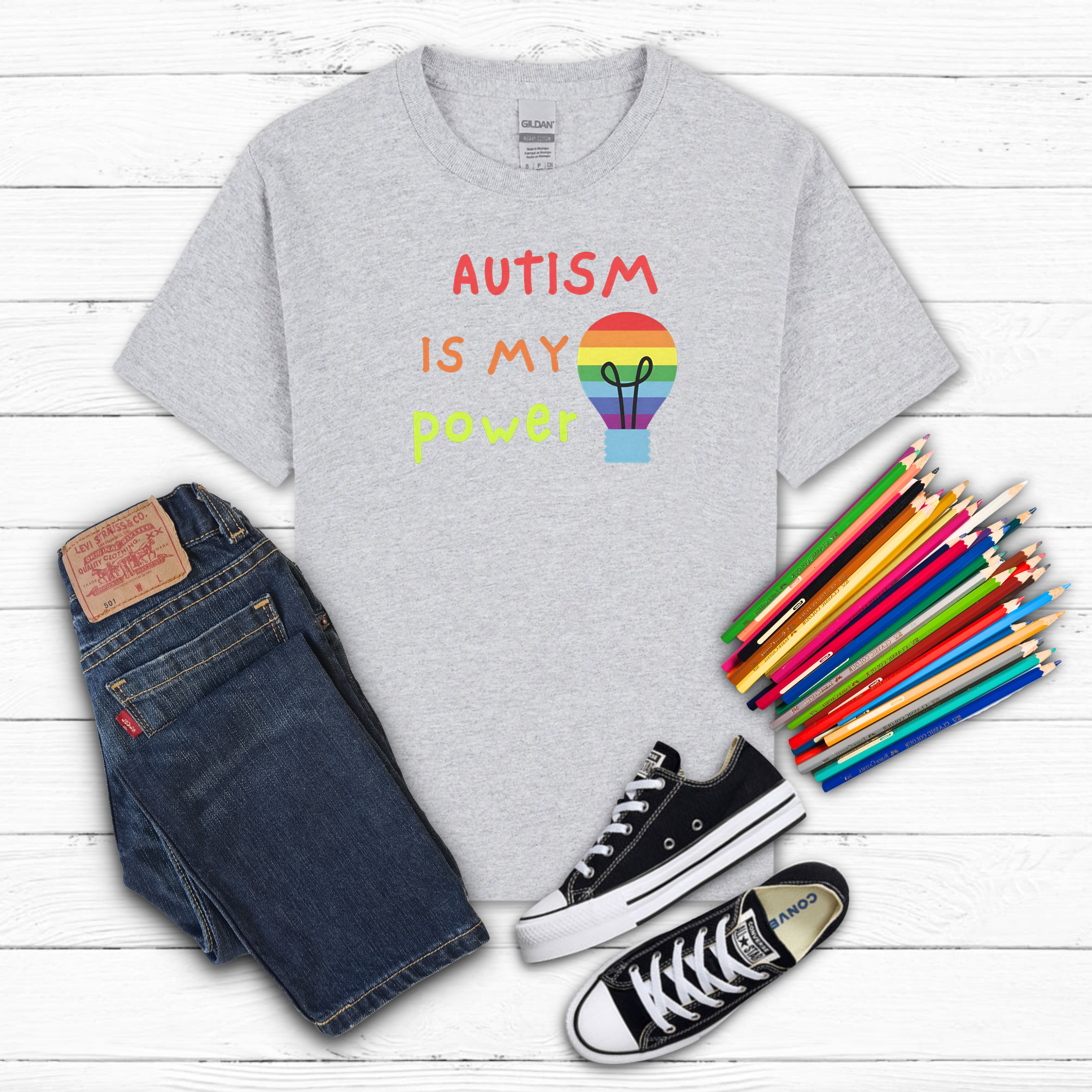 "Autism Is My Power’’ Kids Tee product thumbnail image