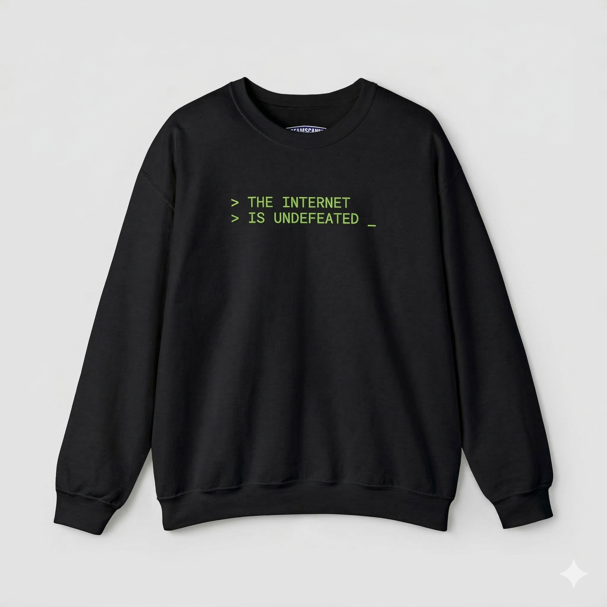 Crewneck Sweatshirt — “The Internet Is Undefeated” Retro Terminal Graphic product thumbnail image Crewneck Sweatshirt — “The Internet Is Undefeated” Retro Terminal Graphic product thumbnail image