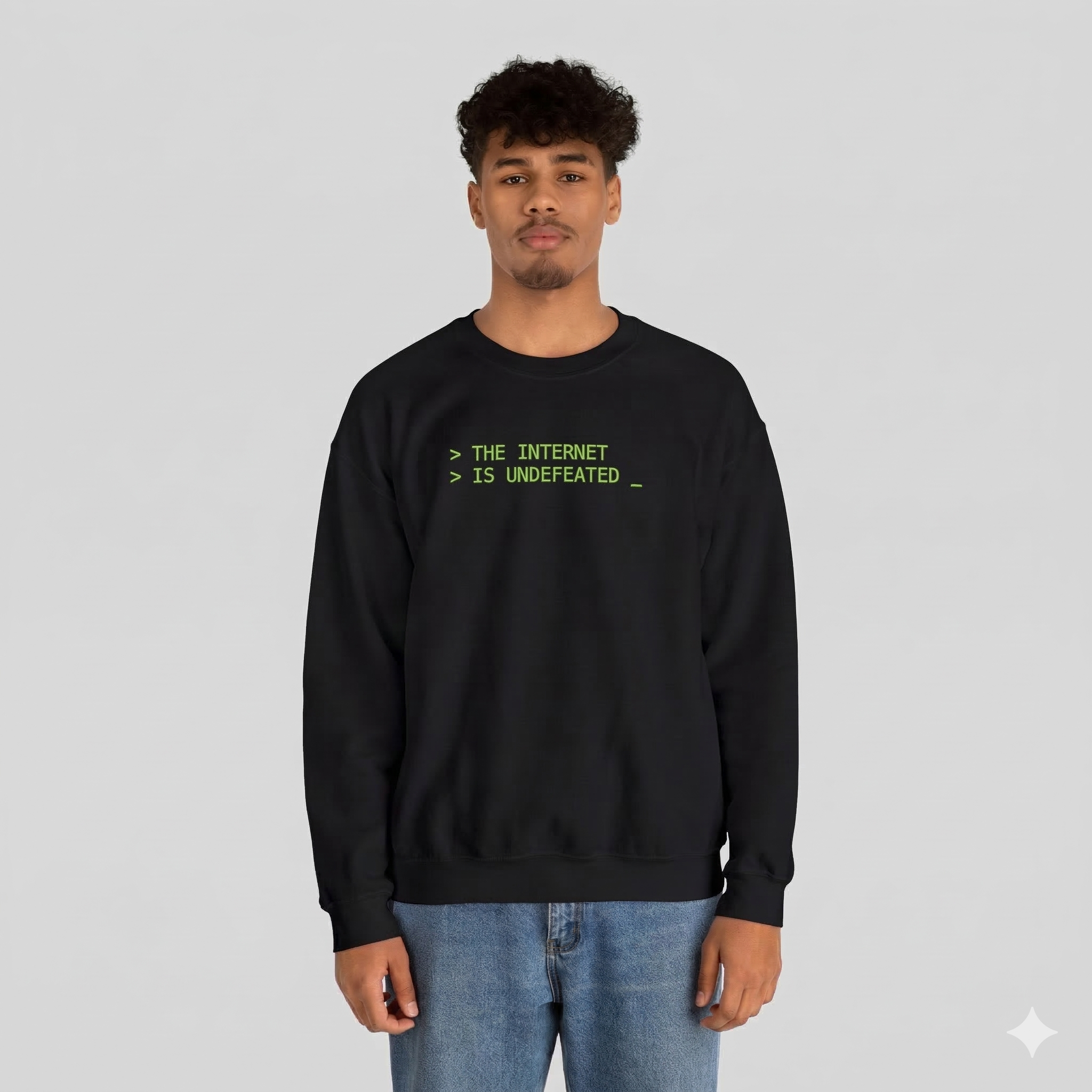 Crewneck Sweatshirt — “The Internet Is Undefeated” Retro Terminal Graphic product thumbnail image