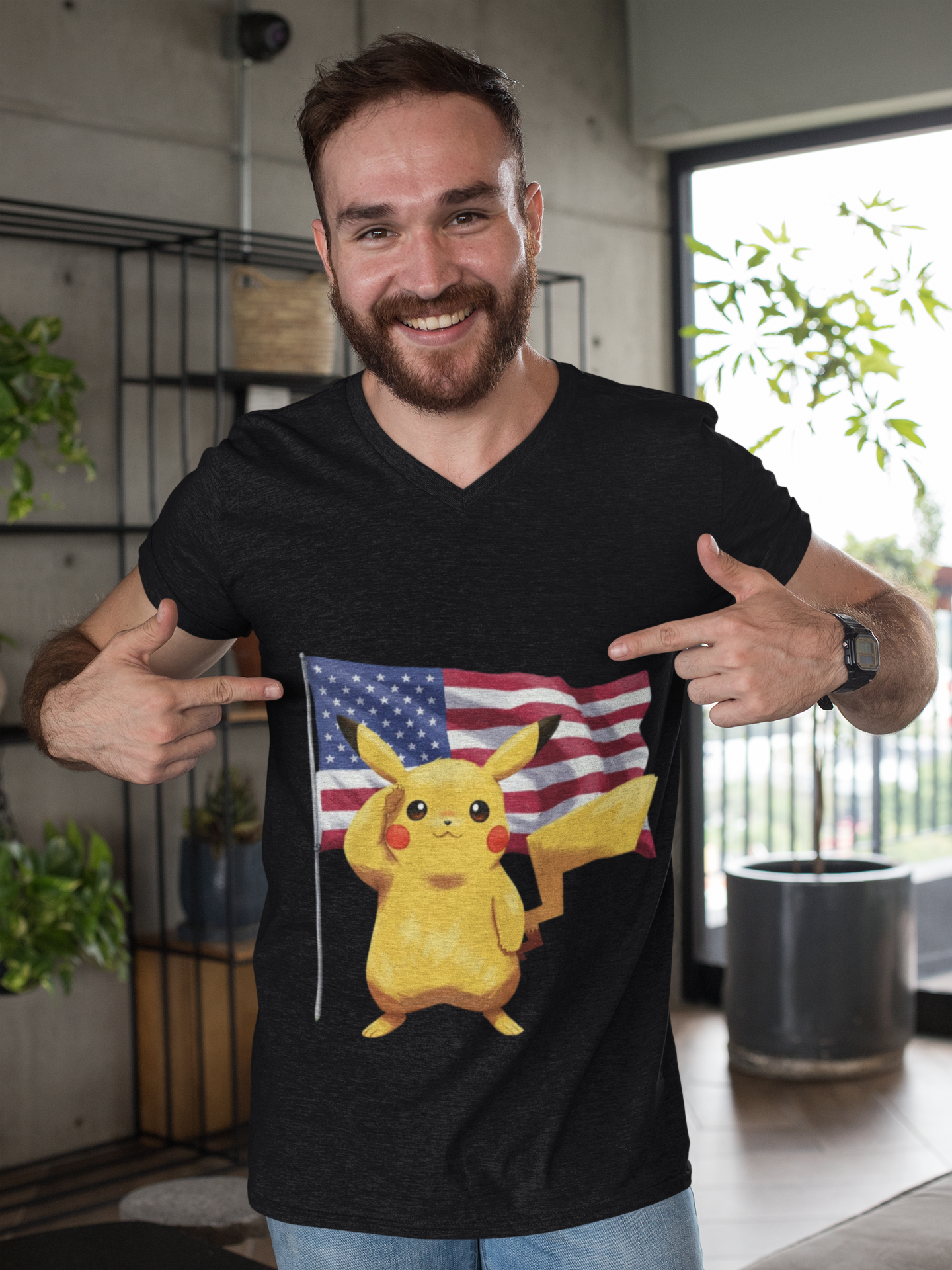 Electric Friend Patriotic T‑Shirt — American Flag Cotton Tee product thumbnail image