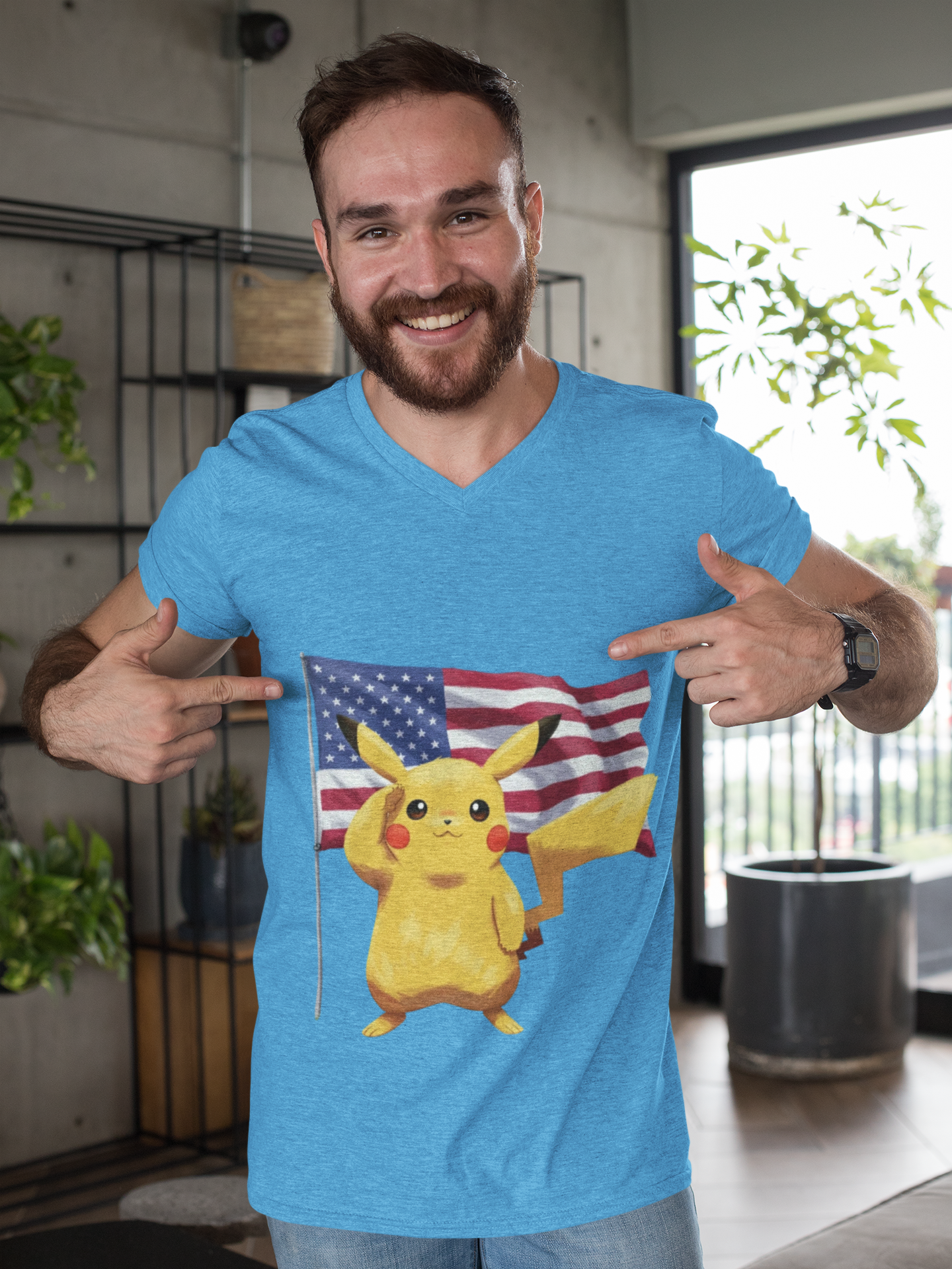 Electric Friend Patriotic T‑Shirt — American Flag Cotton Tee product thumbnail image