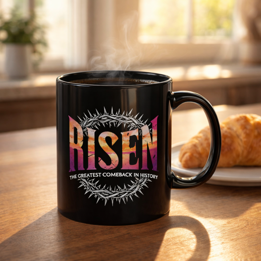 Black Ceramic Mug – "Risen: Greatest Comeback in History" - Coffee Mug (11oz &amp; 15oz) | Faith | Christian