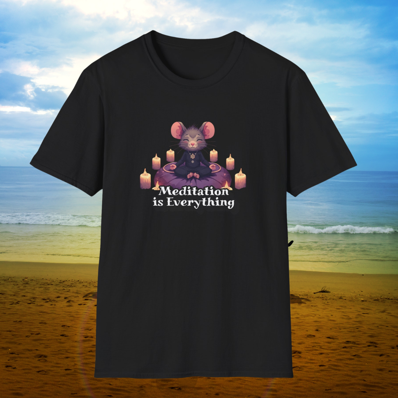 Cute Meditation Mouse Unisex Softstyle T-Shirt product thumbnail image