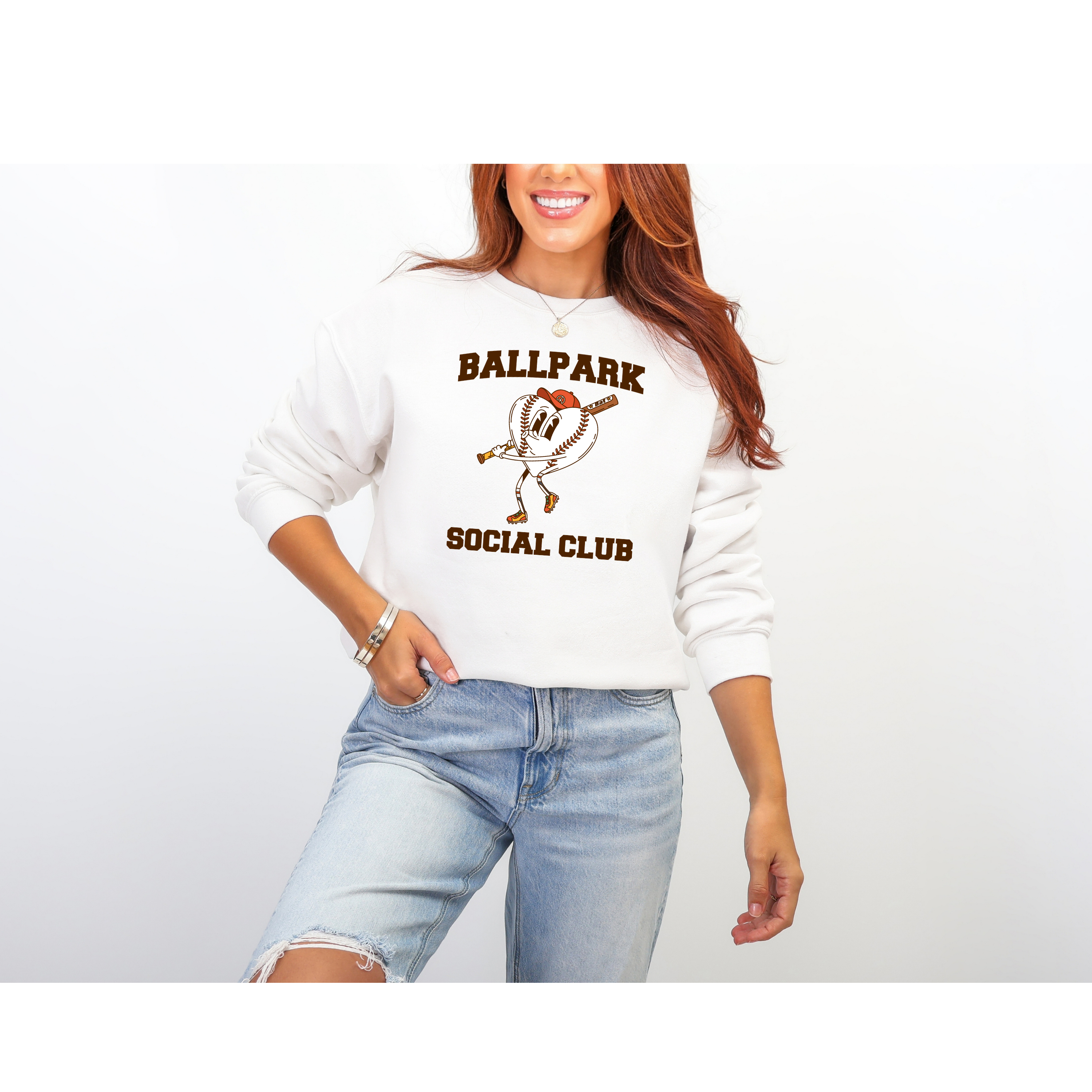 Ballpark Social Club Crewneck Sweatshirt — Vintage Baseball Mascot Pullover