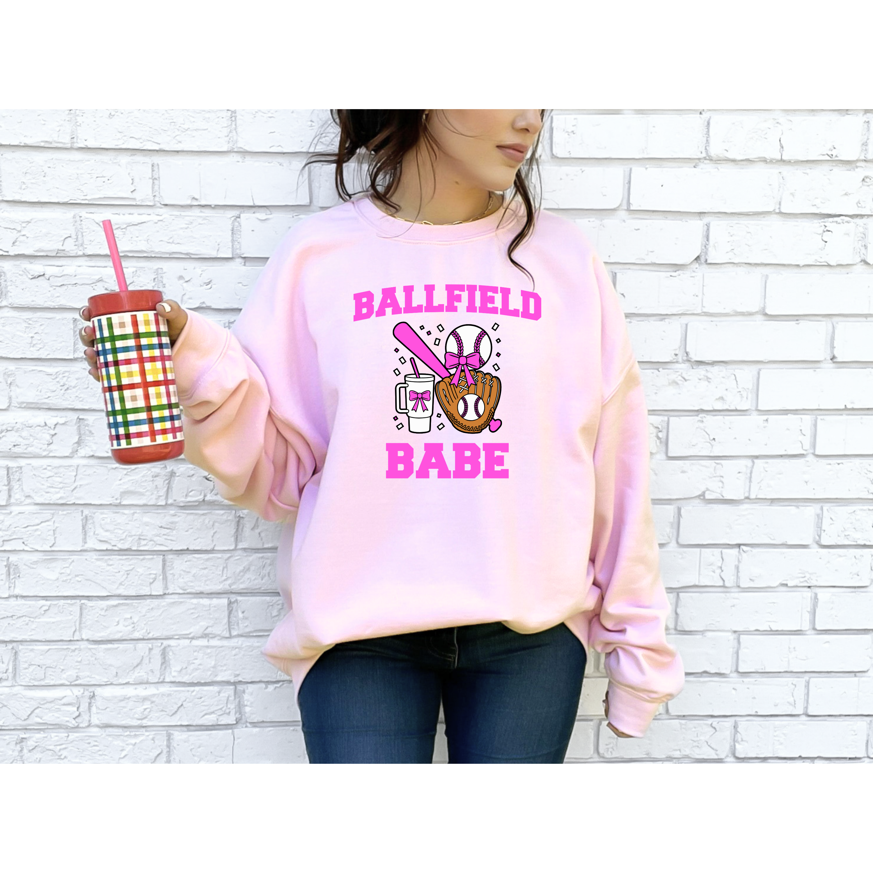 Copy of Ballfield Babe Crewneck Sweatshirt — Cute Softball/Baseball Cozy Crew
