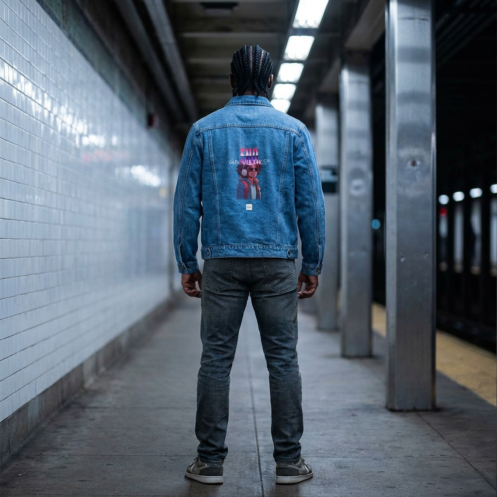 Denim Jacket – End Gun Violence Street Art Graphic Unisex Denim Jacket product thumbnail image