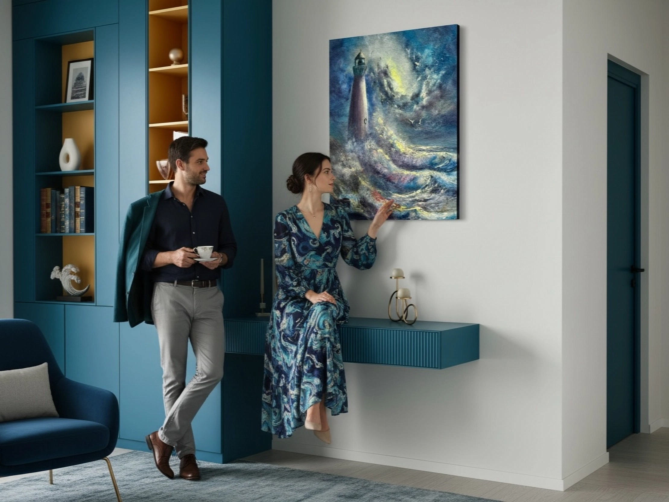 Lighthouse Seascape Canvas Print — "Lighthouse by Dawn" product thumbnail image