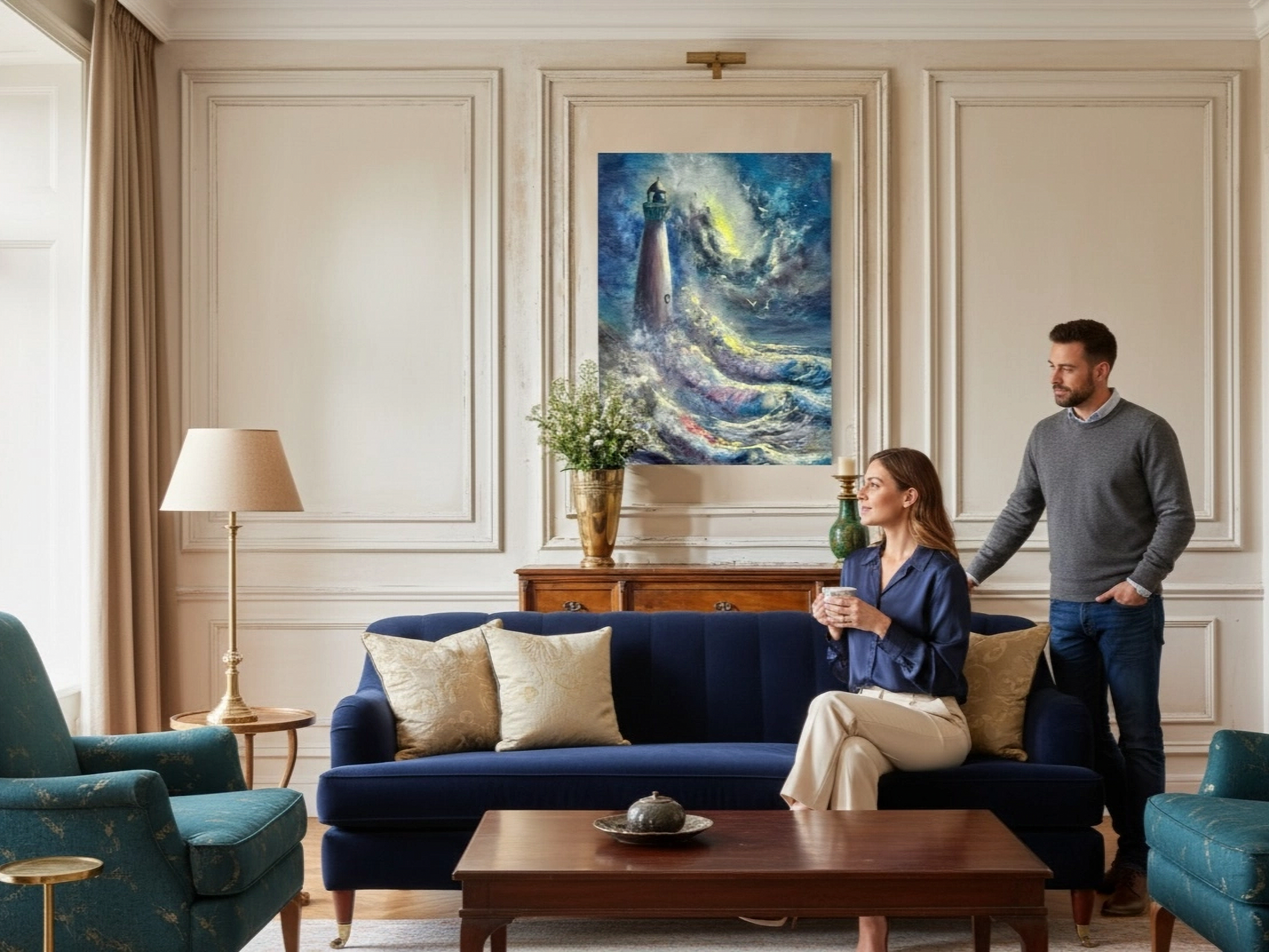 Lighthouse Seascape Canvas Print — "Lighthouse by Dawn" product thumbnail image