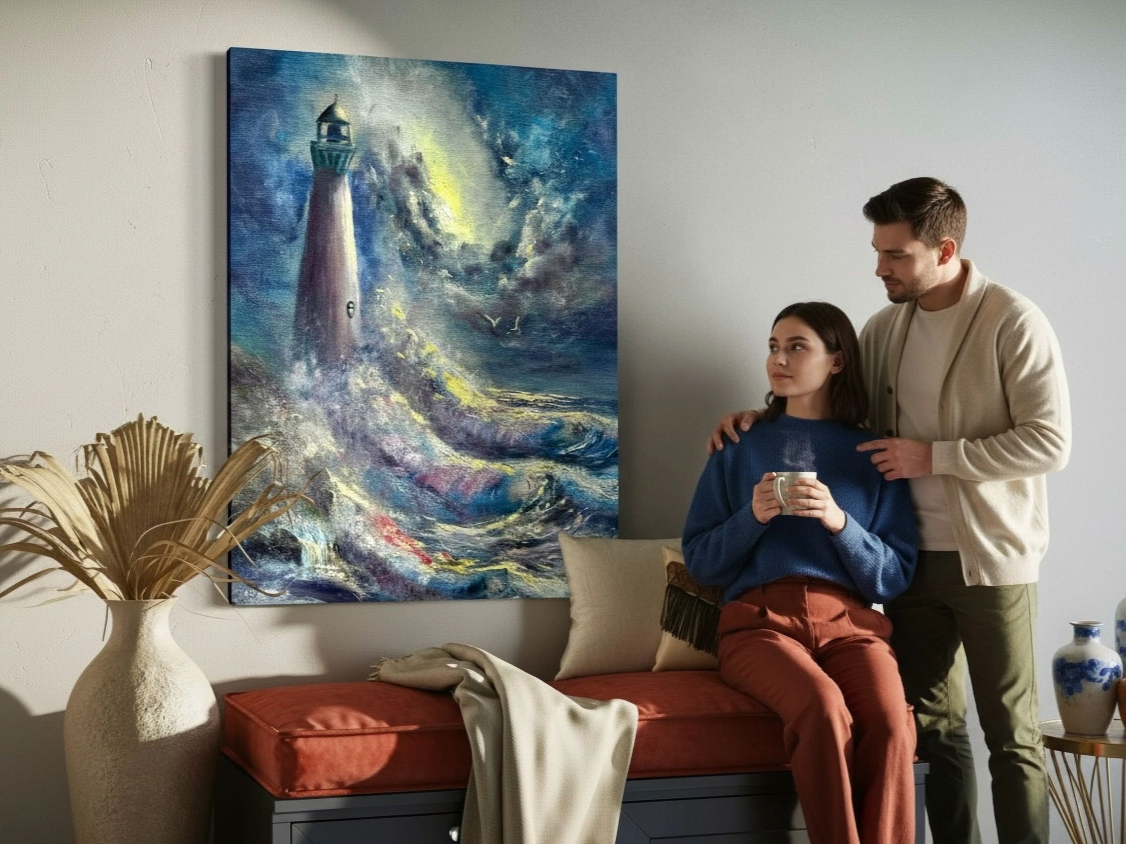 Lighthouse Seascape Canvas Print — "Lighthouse by Dawn" product thumbnail image