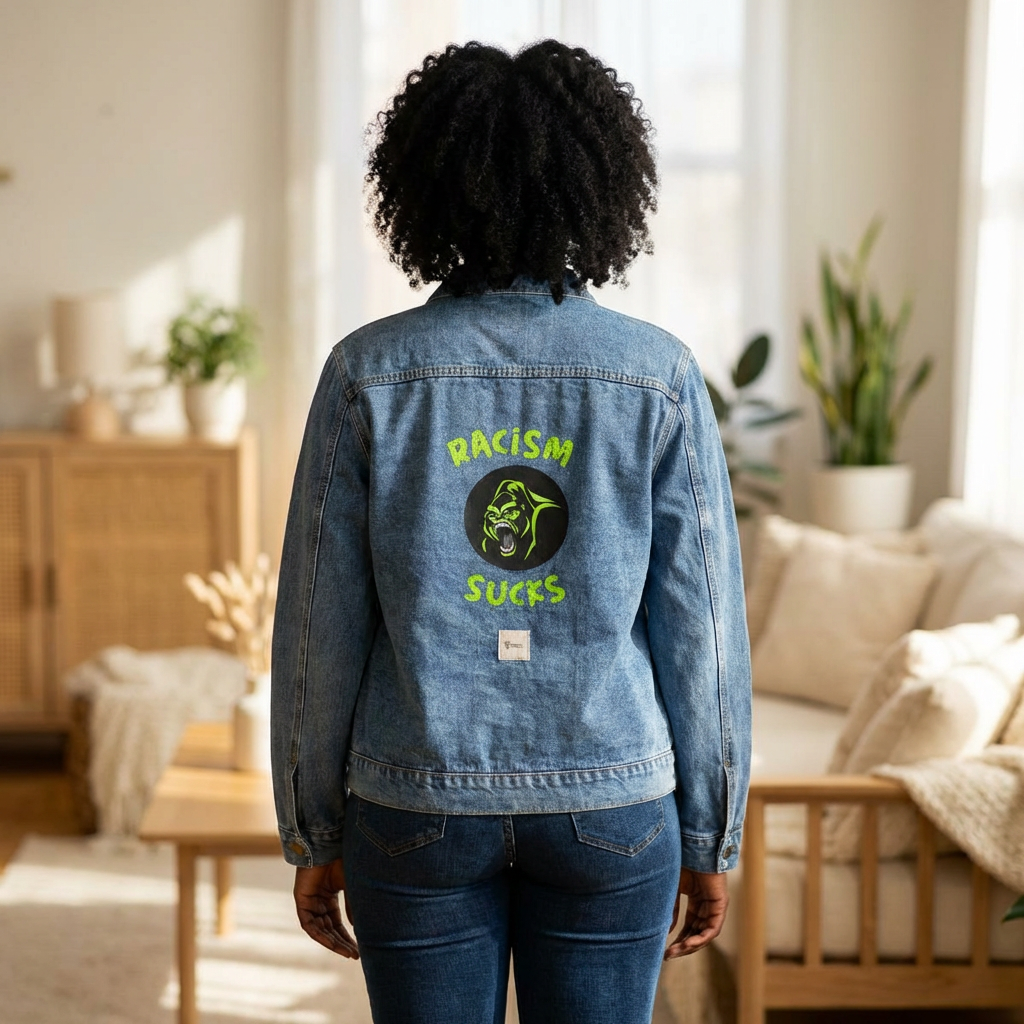 Denim Jacket – Racism Sucks Street Art Graphic Unisex Denim Jacket product thumbnail image