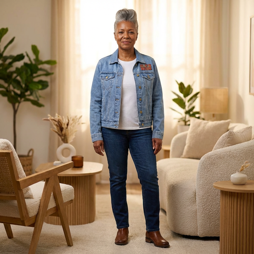 ALL OF US MATTER Denim Jacket | Colorful Back Graphic | Unisex Classic Fit | Statement Outerwear | LifeCoachDesigns.shop product thumbnail image