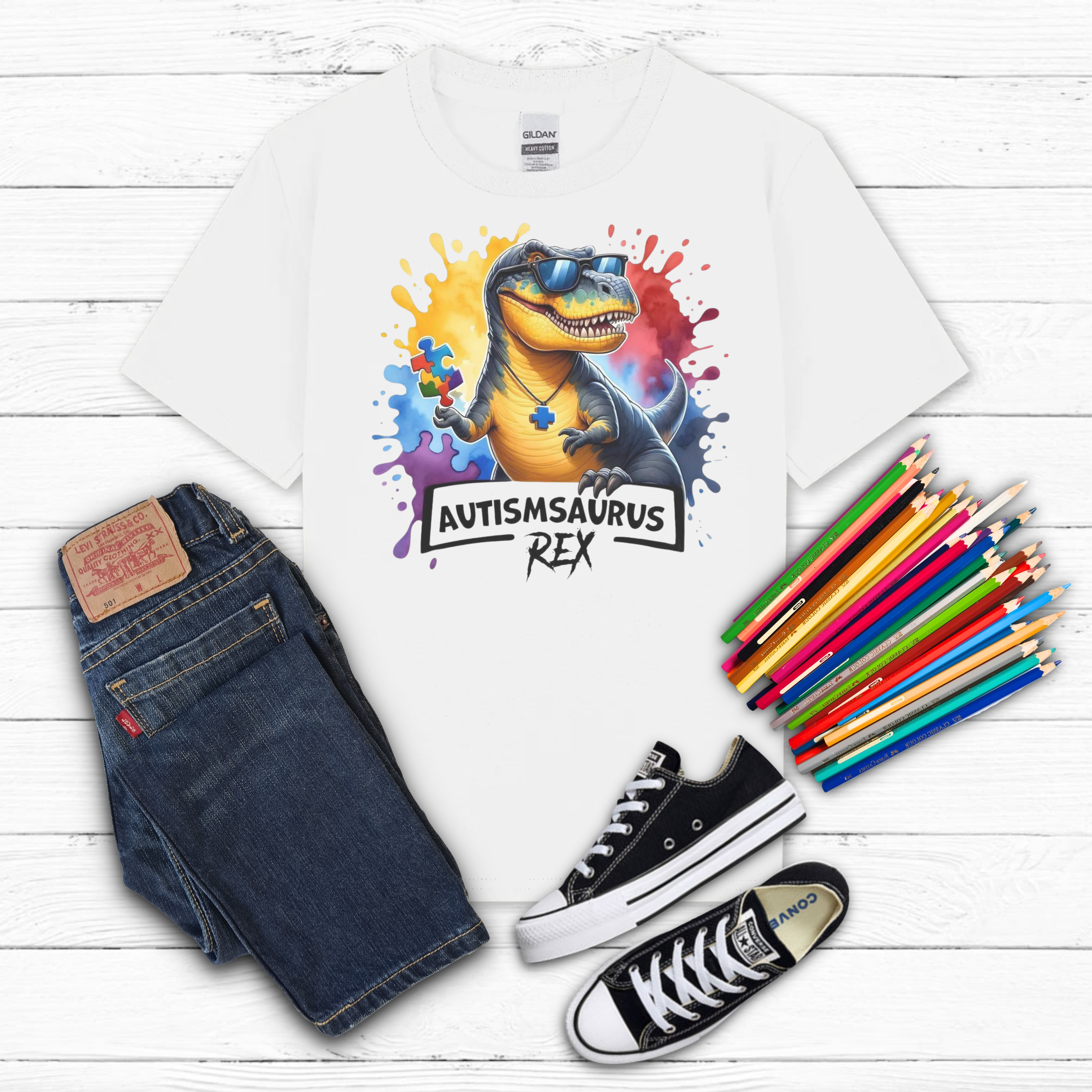 "Autismsaurus Rex" Kids Tee product thumbnail image "Autismsaurus Rex" Kids Tee product thumbnail image