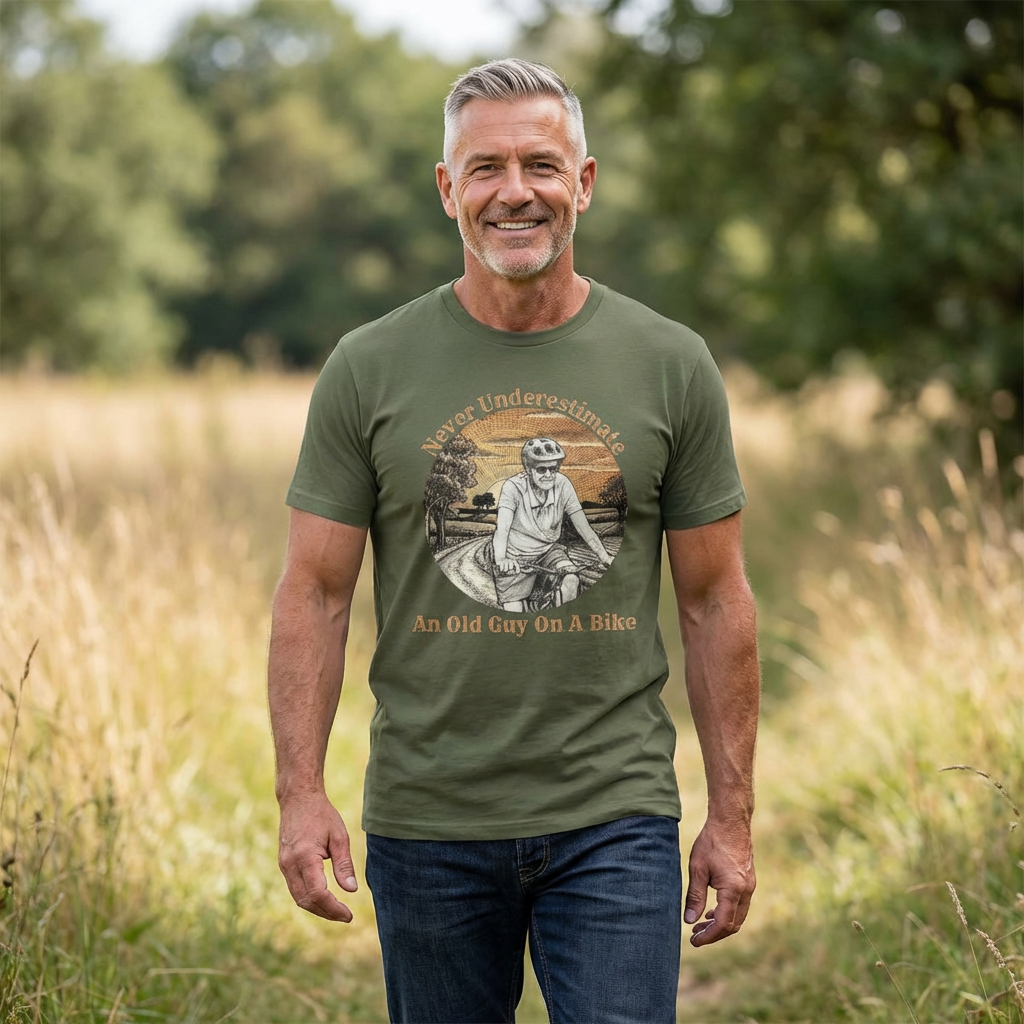 Vintage Look 'Never Underestimate An Old Guy On A Bike' T-Shirt