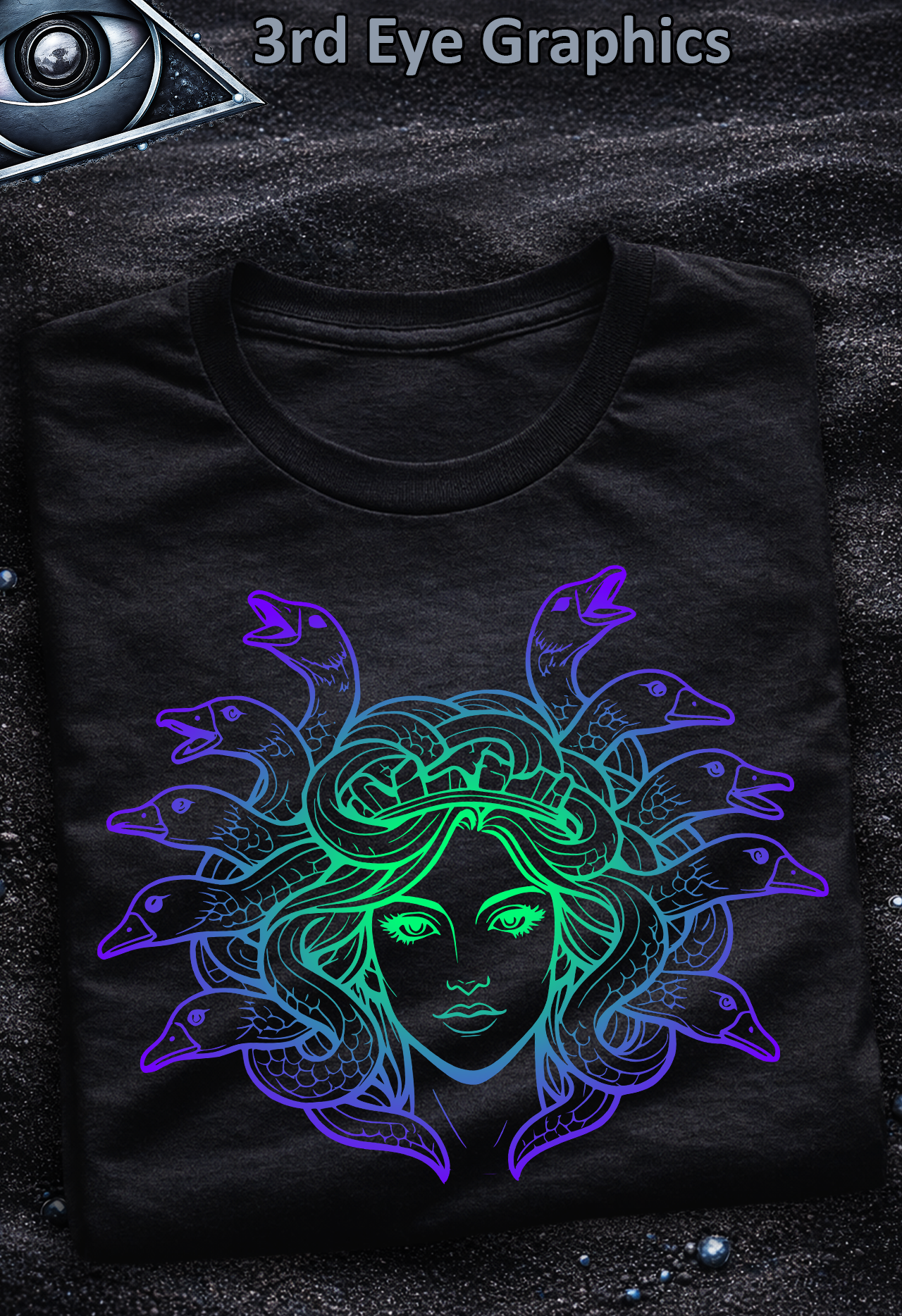 Funny Medusa Goose Greek Mythology Retro Colorful Graphic T-Shirt // Front Print product thumbnail image Funny Medusa Goose Greek Mythology Retro Colorful Graphic T-Shirt // Front Print product thumbnail image