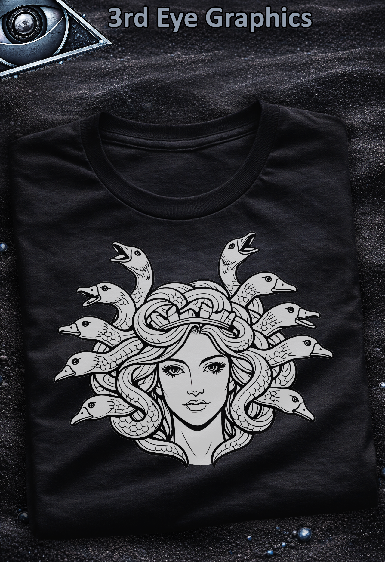 Funny Medusa Goose Greek Mythology Vintage Graphic T-Shirt // Front Print