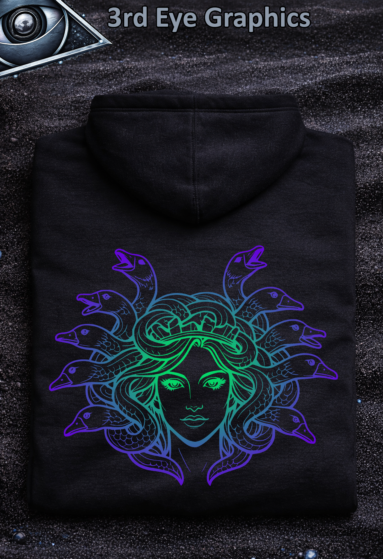 Funny Medusa Goose Greek Mythology Retro Colorful Graphic Pullover Hoodie // Back Print product thumbnail image Funny Medusa Goose Greek Mythology Retro Colorful Graphic Pullover Hoodie // Back Print product thumbnail image