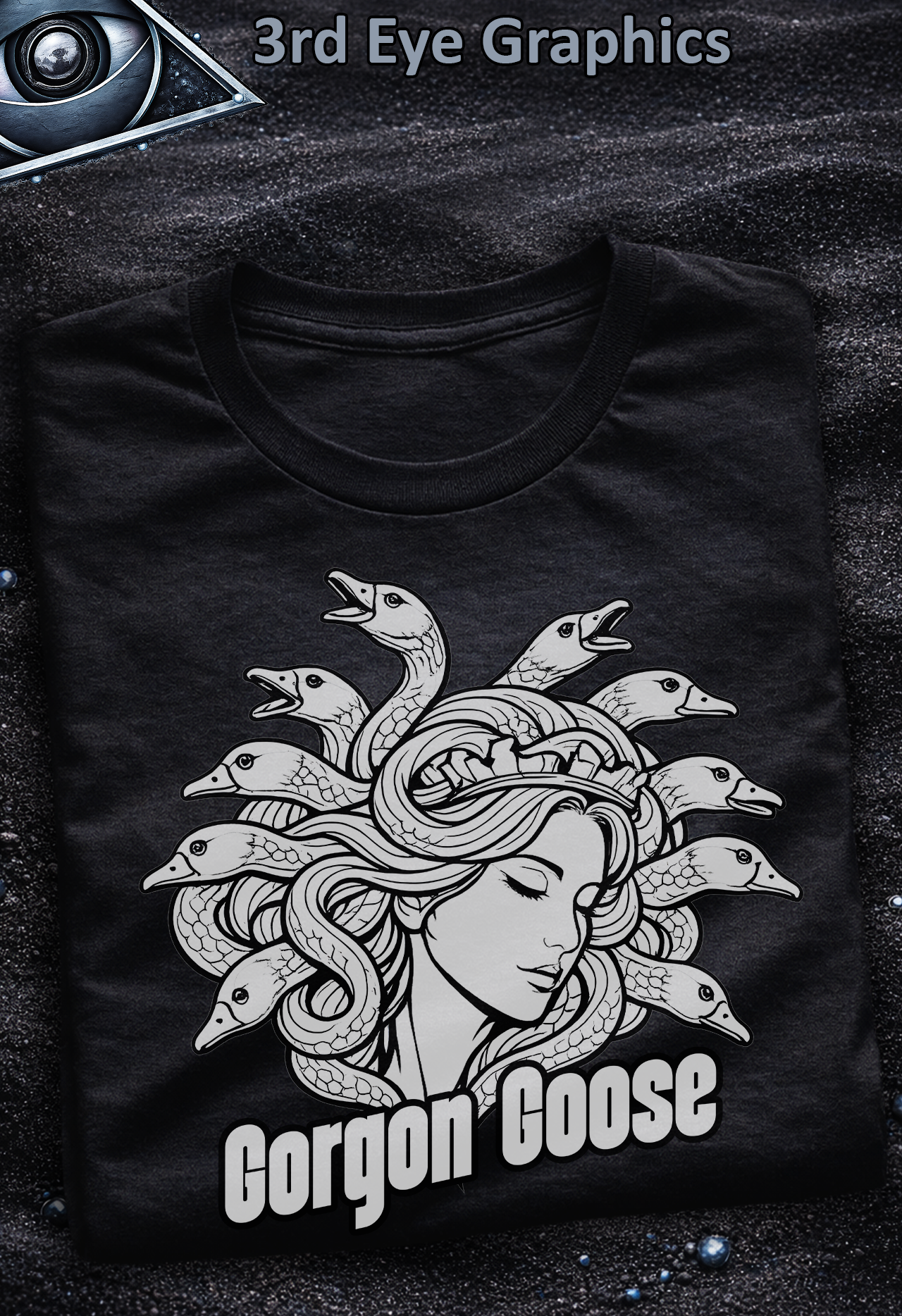 Funny Medusa Goose Greek Mythology "Gorgon Goose" Vintage Graphic T-Shirt // Front Print product thumbnail image Funny Medusa Goose Greek Mythology "Gorgon Goose" Vintage Graphic T-Shirt // Front Print product thumbnail image