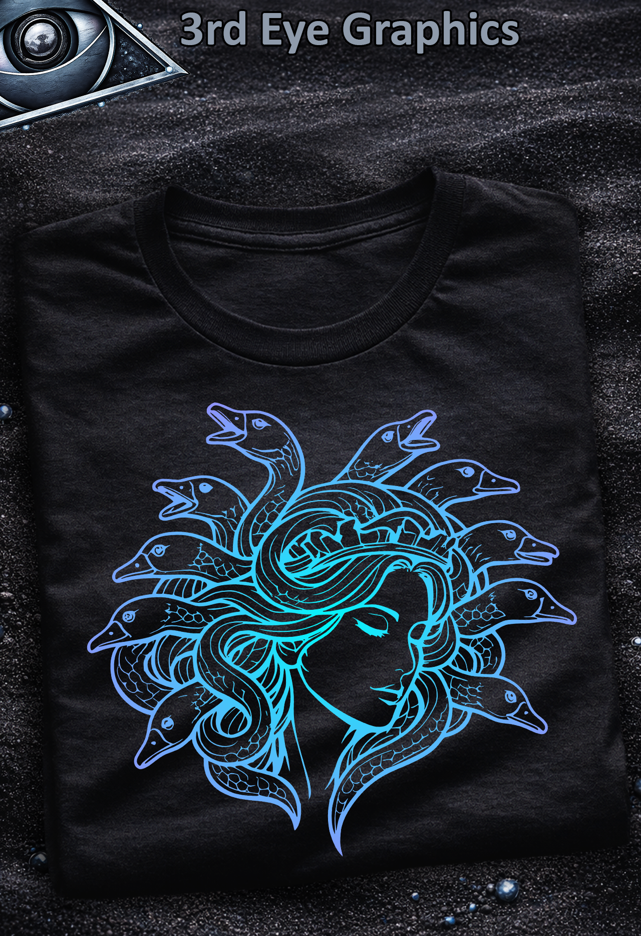 Funny Medusa Goose Greek Mythology Retro Gradient Graphic T-Shirt // Front Print product thumbnail image Funny Medusa Goose Greek Mythology Retro Gradient Graphic T-Shirt // Front Print product thumbnail image