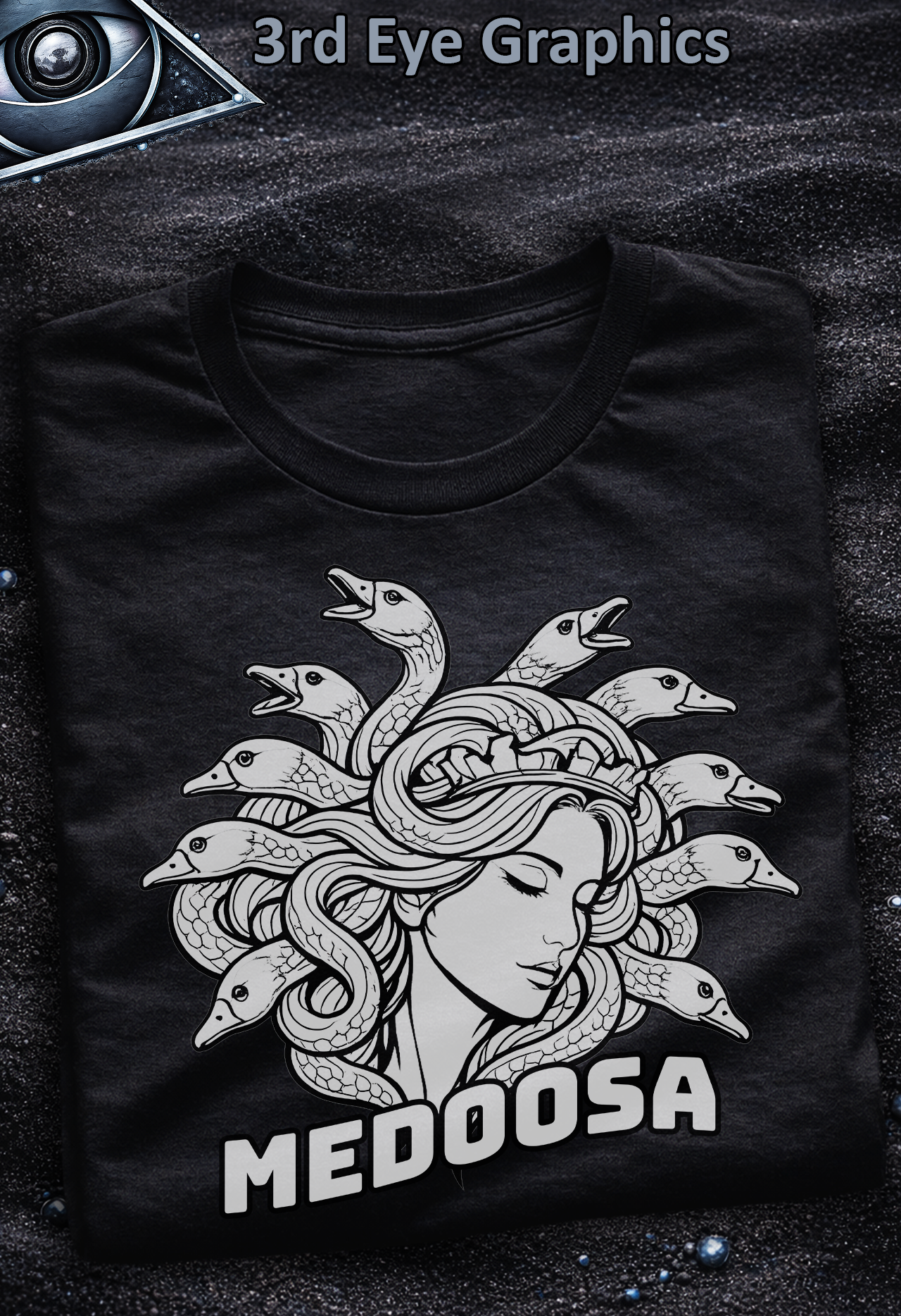 Funny Medusa Goose Greek Mythology Vintage "Medoosa" Graphic T-Shirt // Front Print product thumbnail image Funny Medusa Goose Greek Mythology Vintage "Medoosa" Graphic T-Shirt // Front Print product thumbnail image