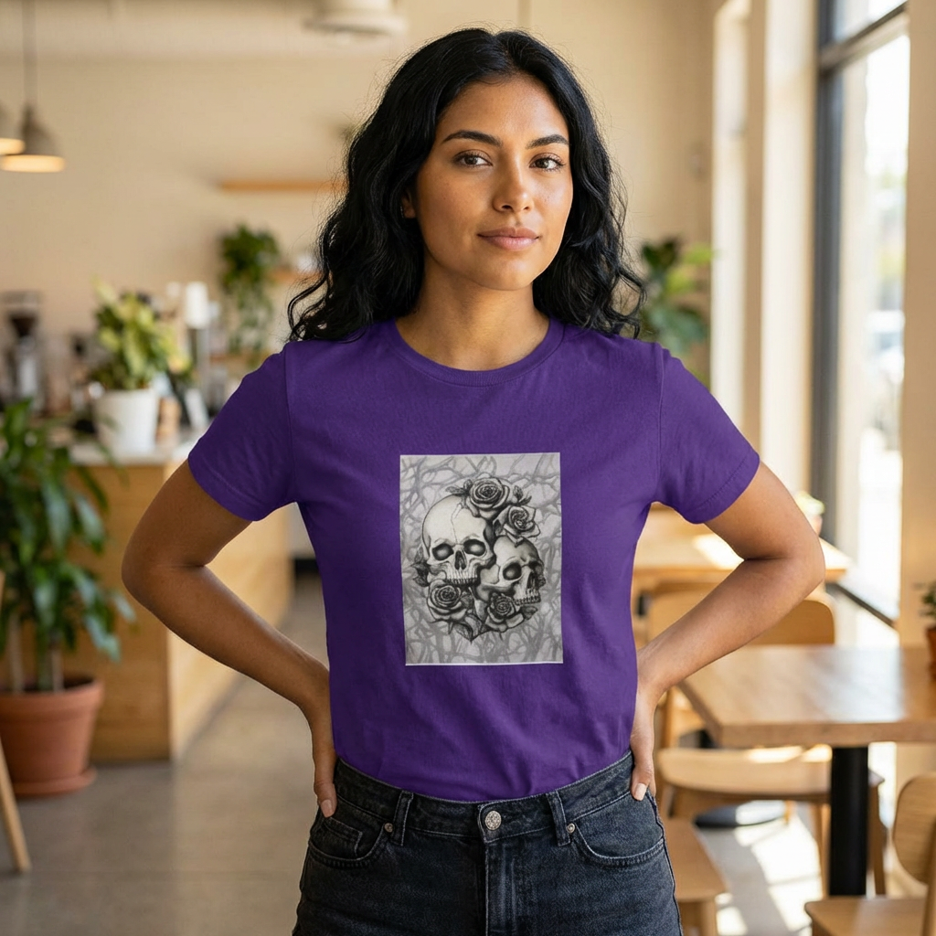 Roses Skull Pair - Unisex Tshirt - Crewneck Unisex Tee (XS-5XL) product thumbnail image Roses Skull Pair - Unisex Tshirt - Crewneck Unisex Tee (XS-5XL) product thumbnail image