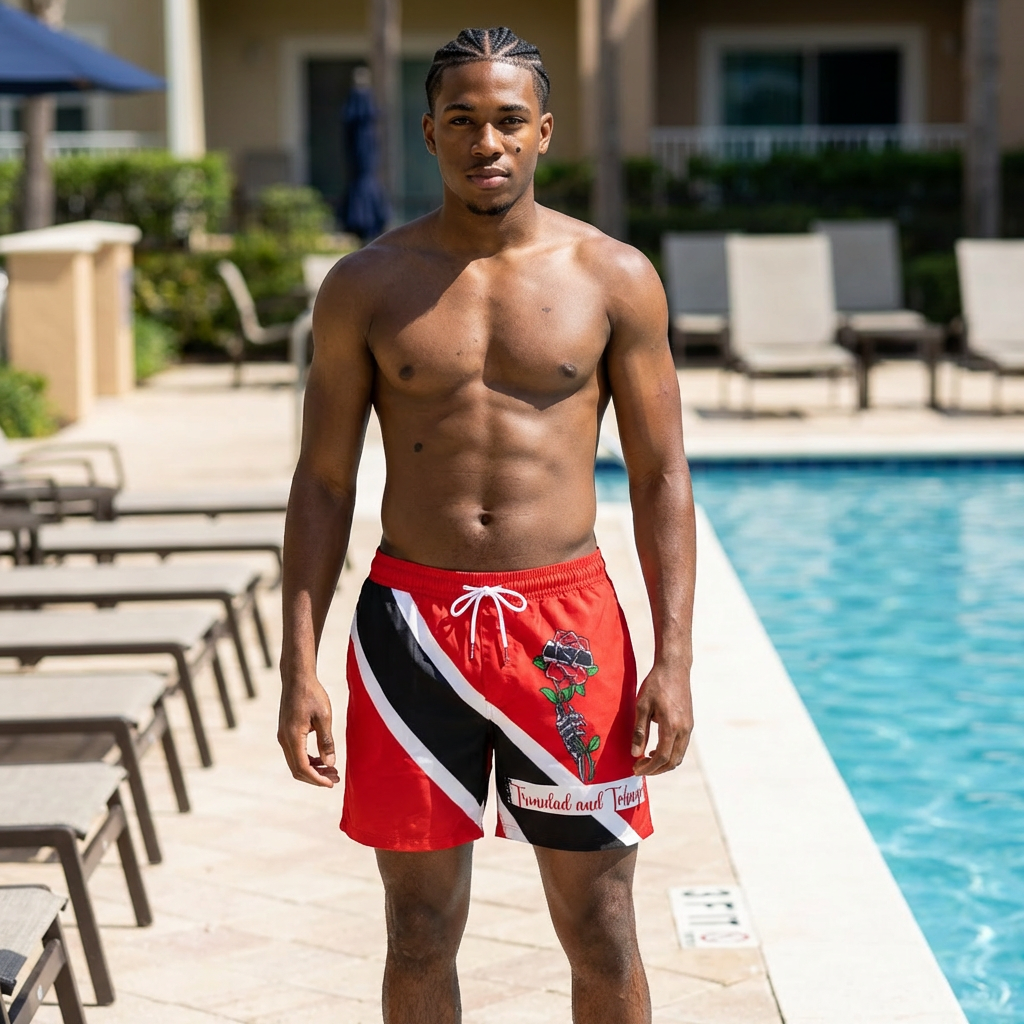 Trinidad & Tobago Men's Swim Shorts, Beachwear, Summer Fun, Pool Party Essential, Vacation Must-Have, AOP Swimwear product thumbnail image Trinidad & Tobago Men's Swim Shorts, Beachwear, Summer Fun, Pool Party Essential, Vacation Must-Have, AOP Swimwear product thumbnail image