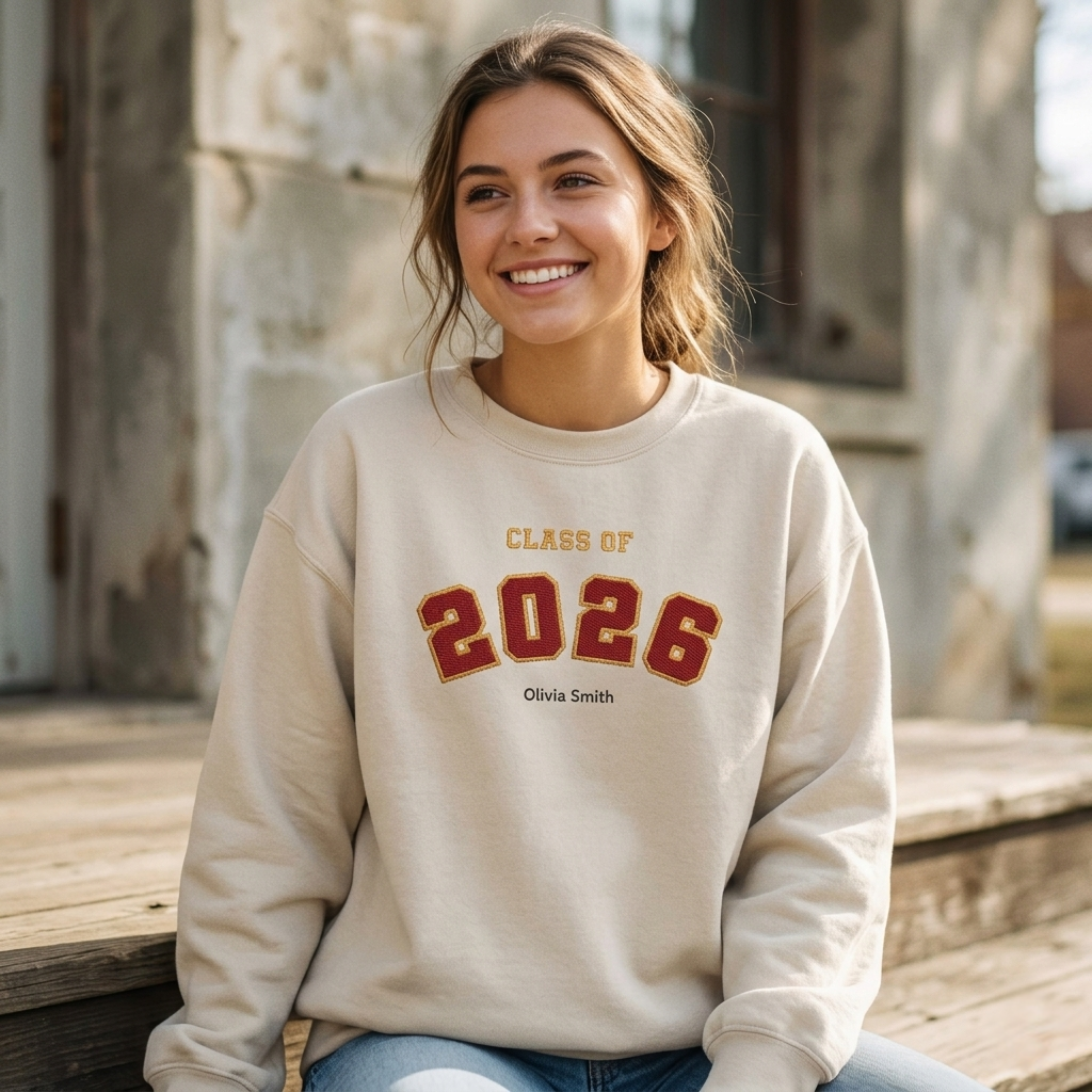 Custom Name Class of 2026 Embroidered Crewneck Sweatshirt – Personalized Graduation Gift Pullover, Senior 2026 Sweatshirt