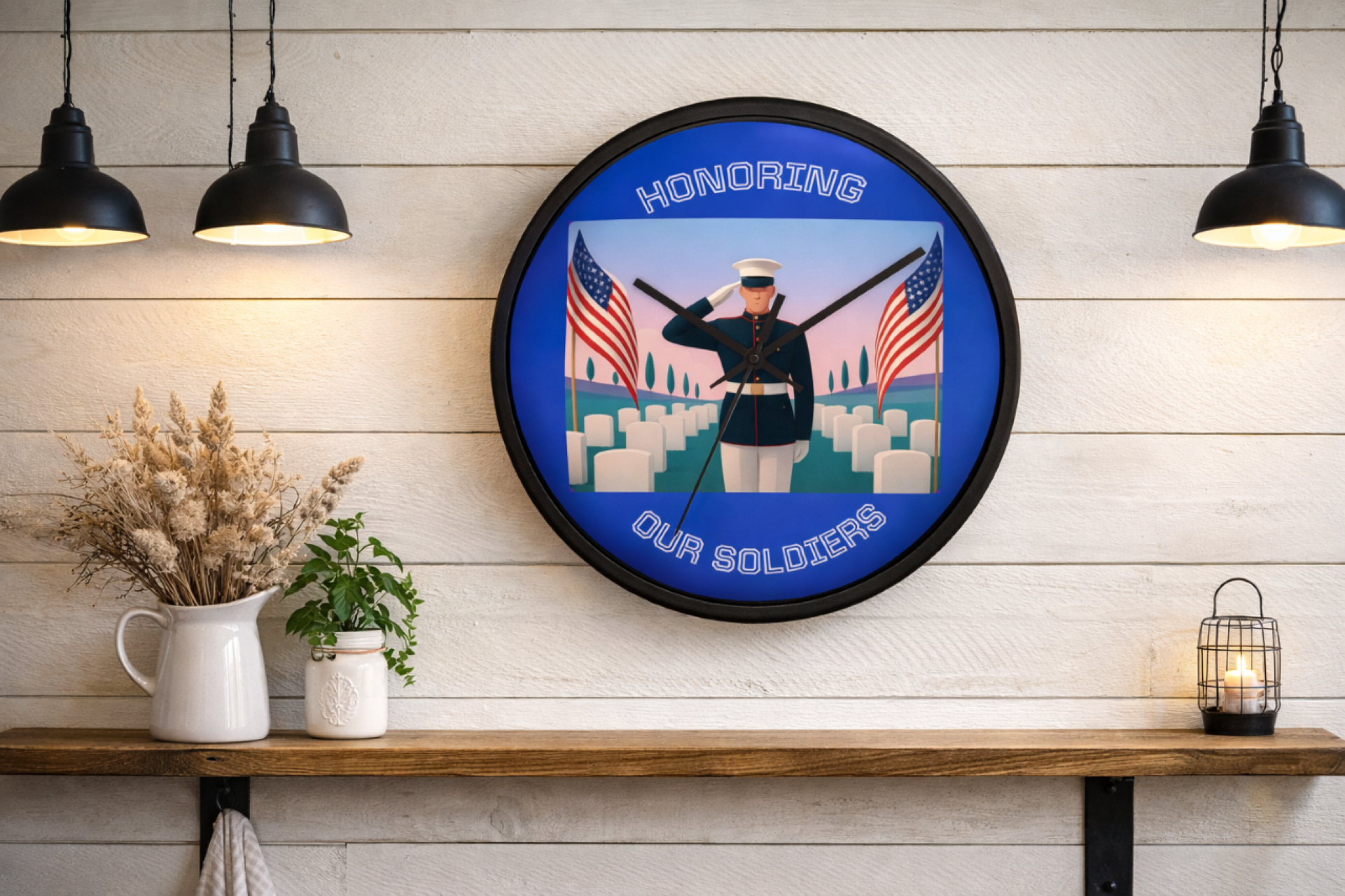 Honoring Our Soldiers Memorial Wall Clock — Military Tribute Home Decor product thumbnail image