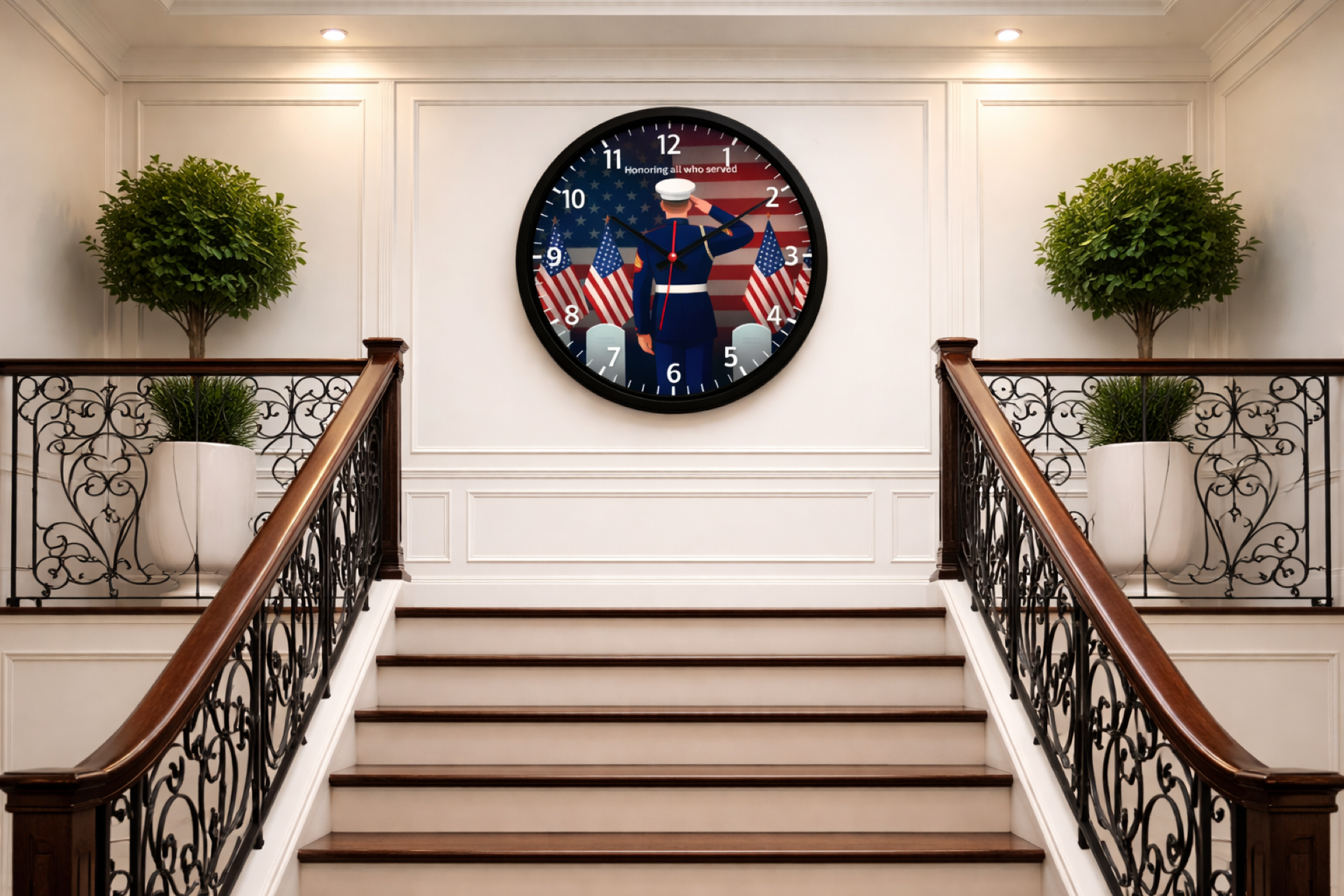 Military Tribute Wall Clock — "Honoring All Who Served" Patriotic Salute Design product thumbnail image Military Tribute Wall Clock — "Honoring All Who Served" Patriotic Salute Design product thumbnail image
