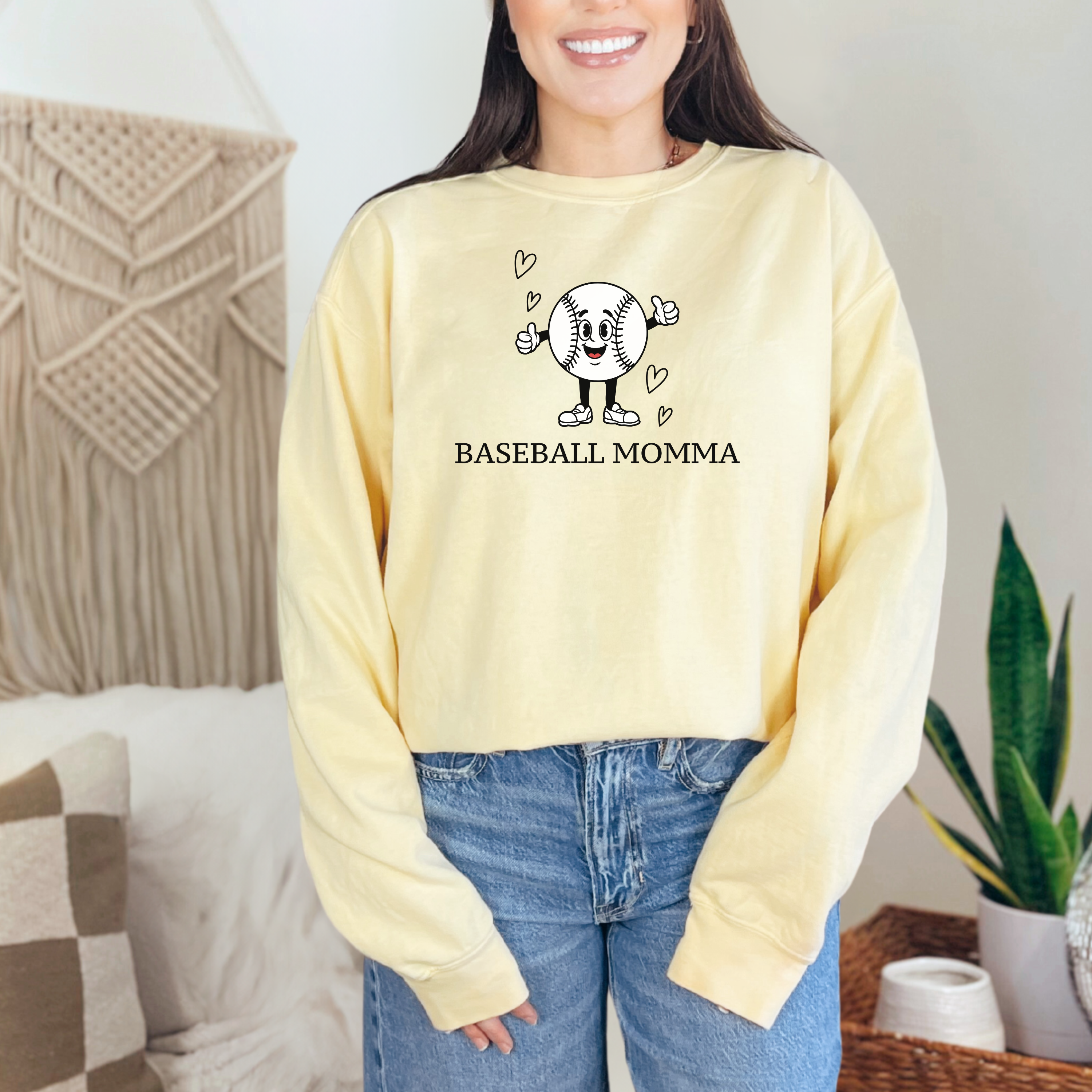 Baseball Momma Sweatshirt — Cute Baseball Graphic Crewneck for Moms product thumbnail image