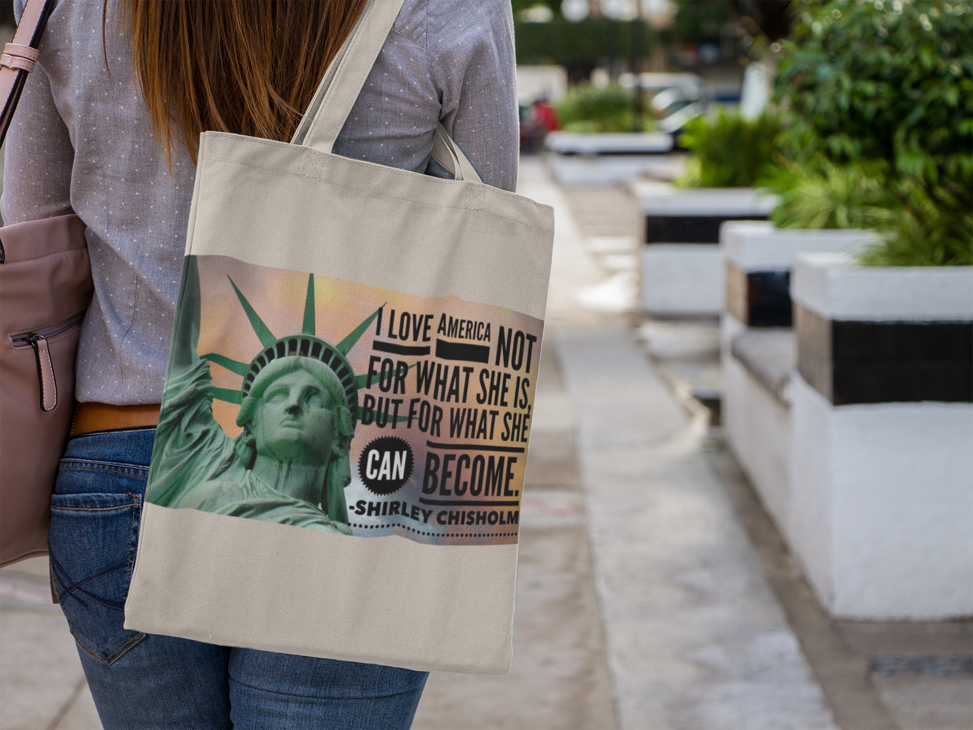 Shirley Chisholm 'We Can Change America' Cotton Canvas Tote Bag product thumbnail image