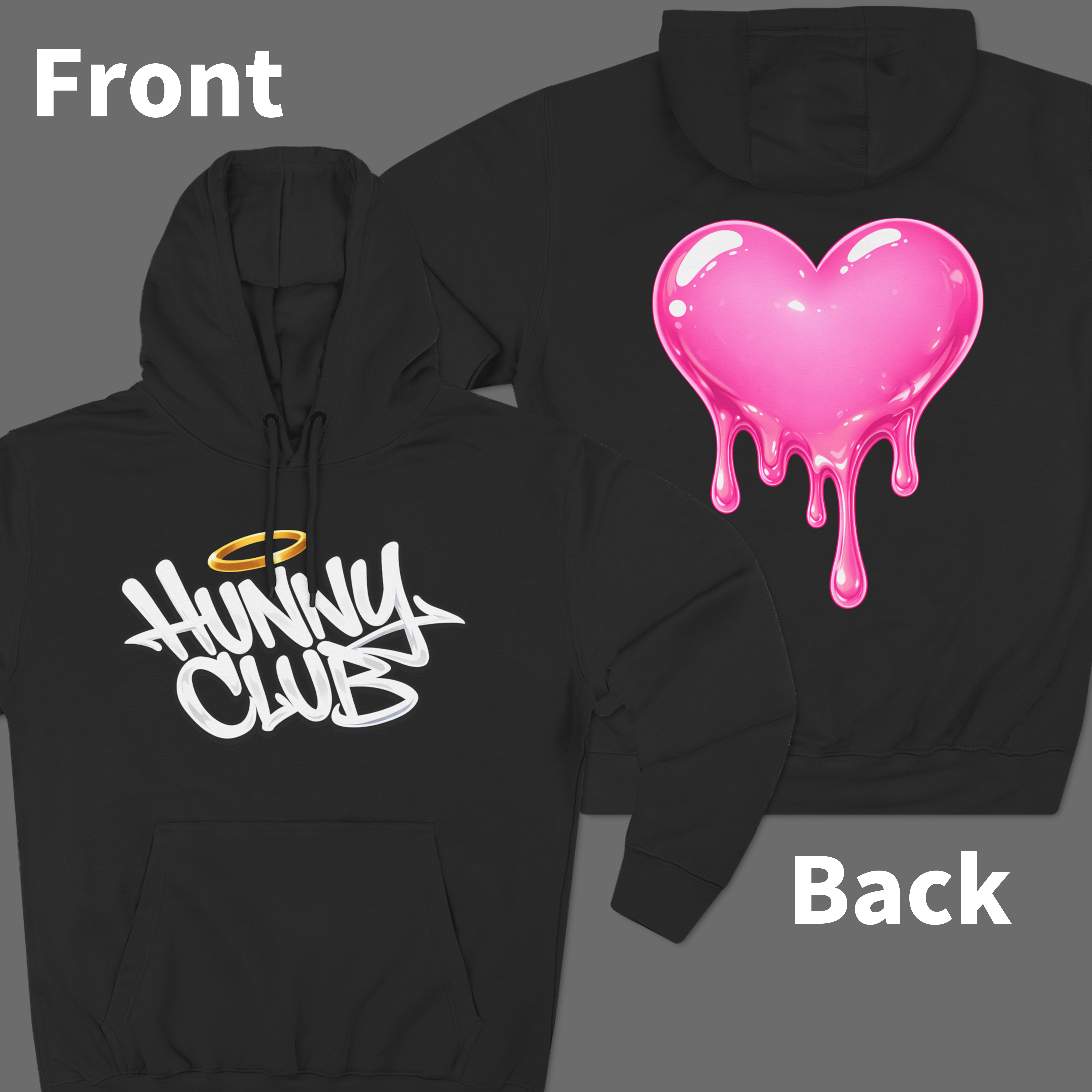 Drip Heart Hoodie — 'Hunny Club' Halo Graphic Fleece Pullover product thumbnail image