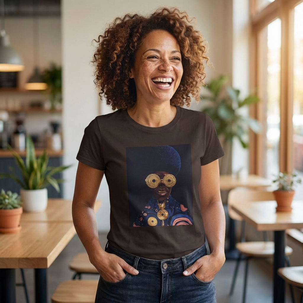 Afrocentric Portrait T-Shirt — Gold Jewelry Artwork Tee