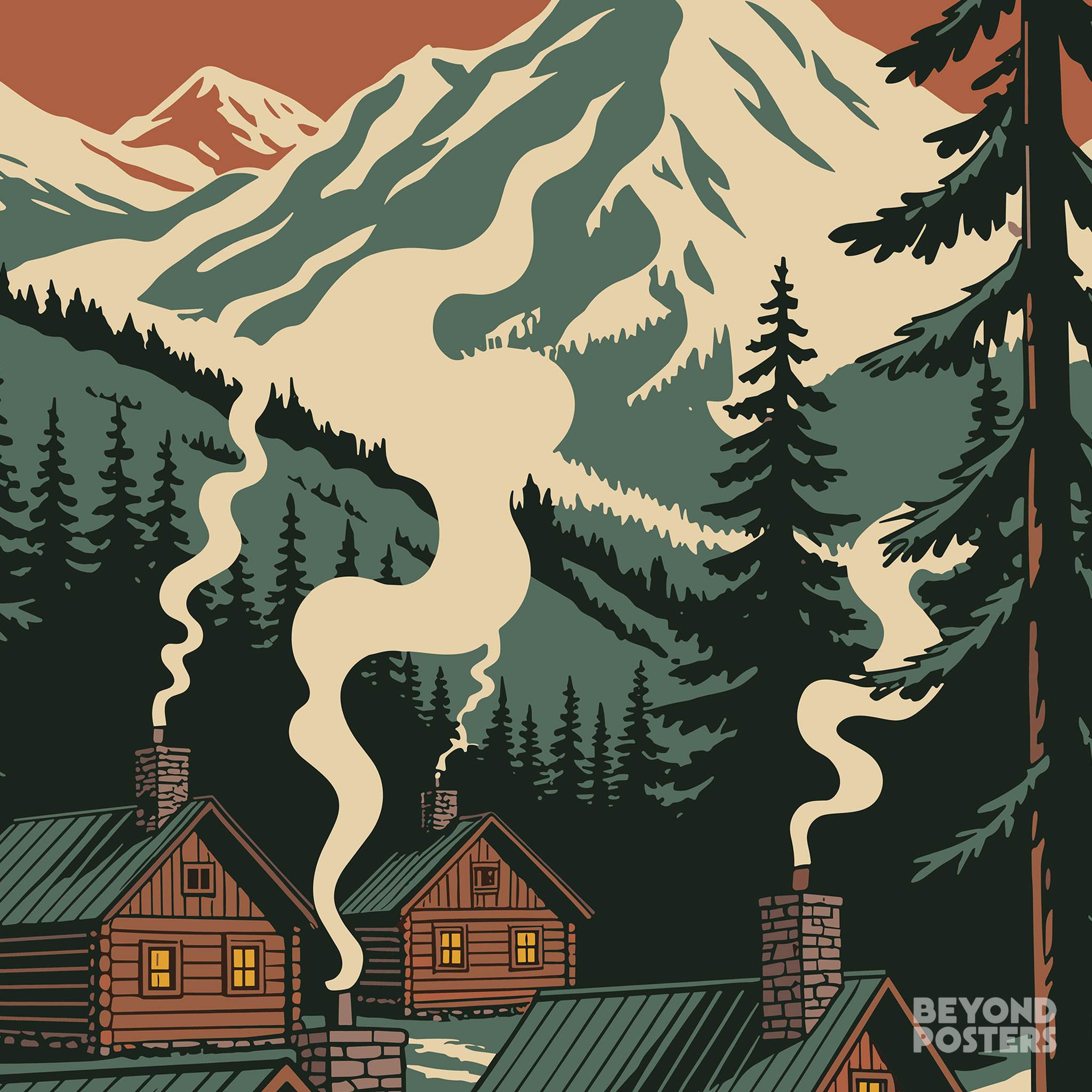 Mountain Community — Alpine Cabin Poster product thumbnail image