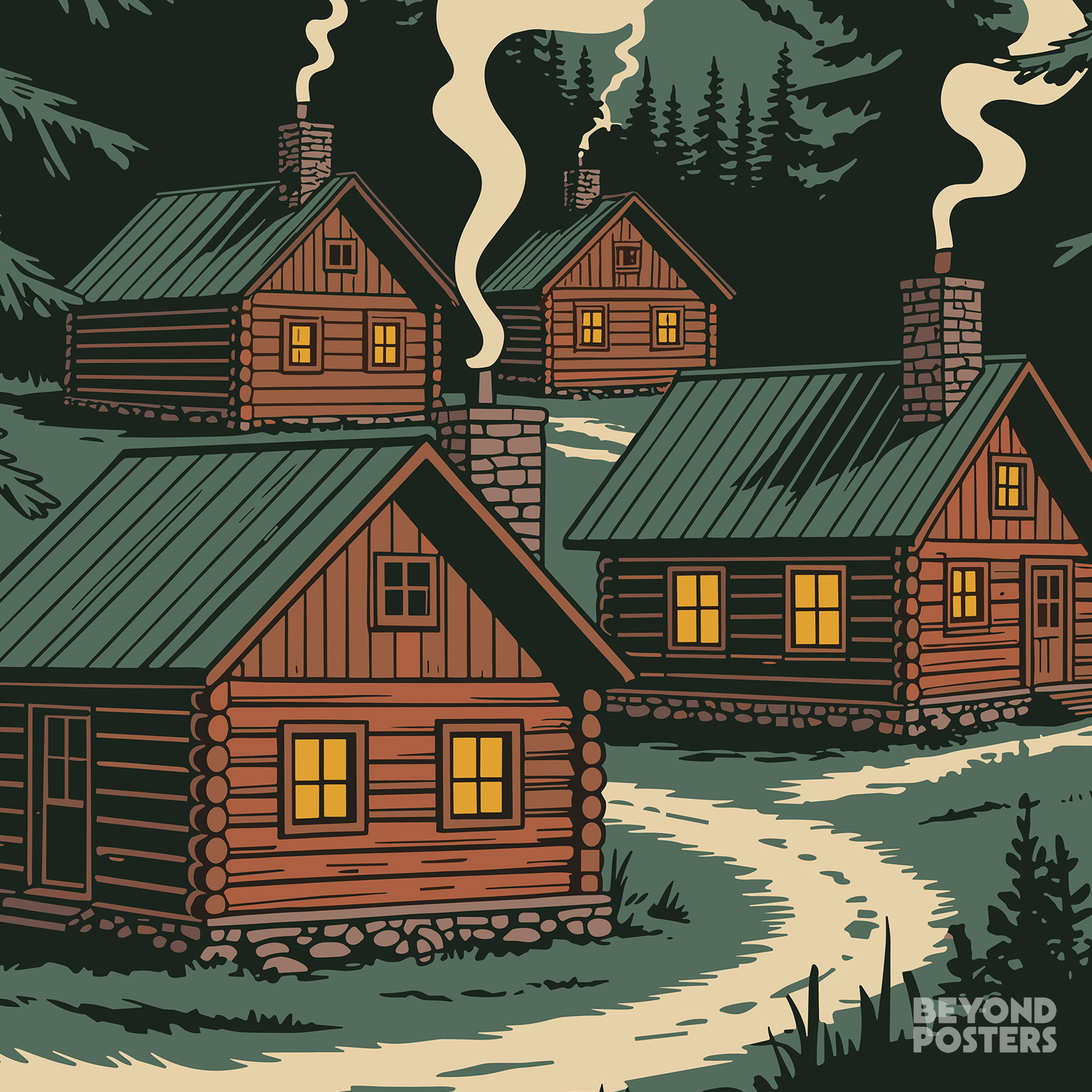 Mountain Community — Alpine Cabin Poster product thumbnail image Mountain Community — Alpine Cabin Poster product thumbnail image