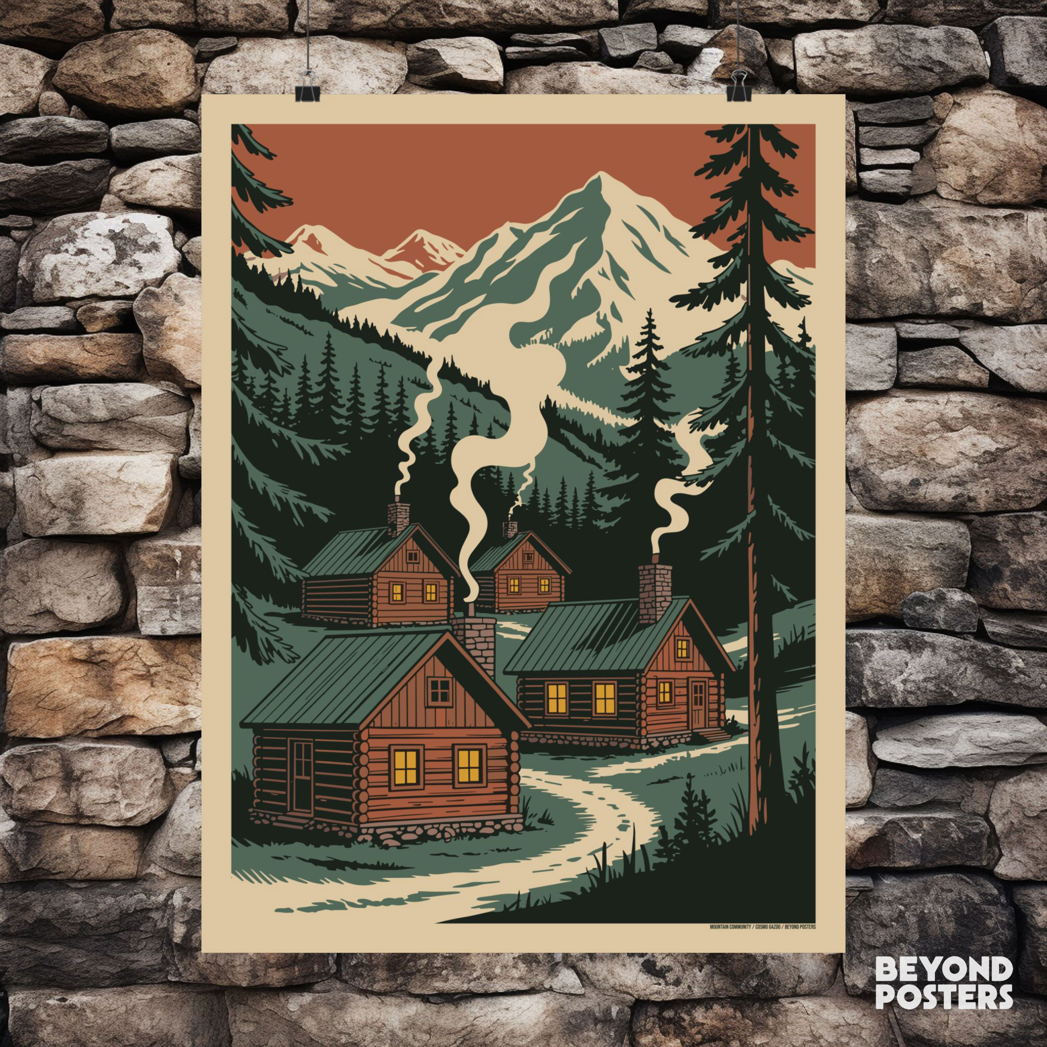 Mountain Community — Alpine Cabin Poster product thumbnail image