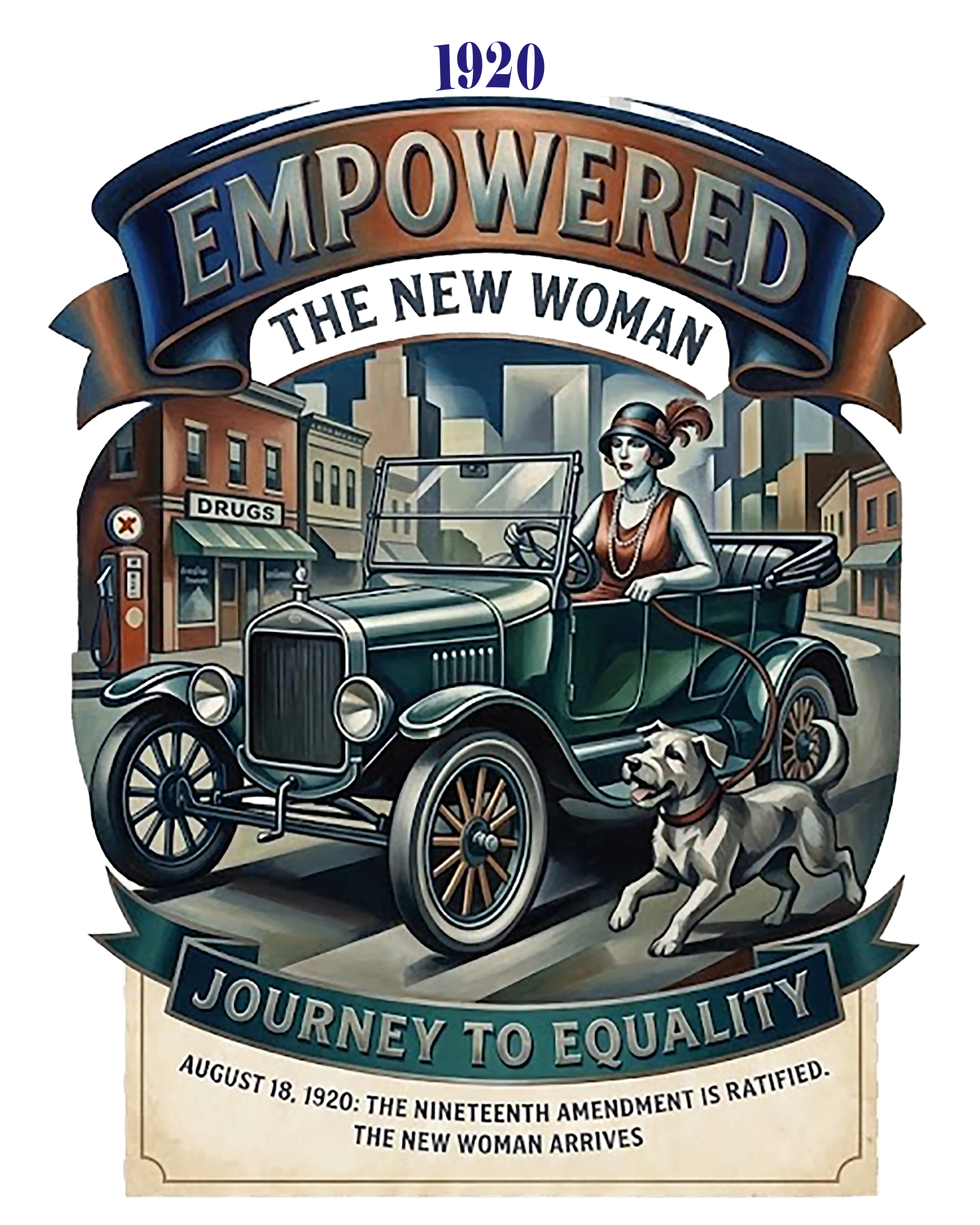 EMPOWERED - 1920 The New Woman (The Victory) - The 19th Amendment is passed - Women's History Vintage T-shirt product thumbnail image EMPOWERED - 1920 The New Woman (The Victory) - The 19th Amendment is passed - Women's History Vintage T-shirt product thumbnail image