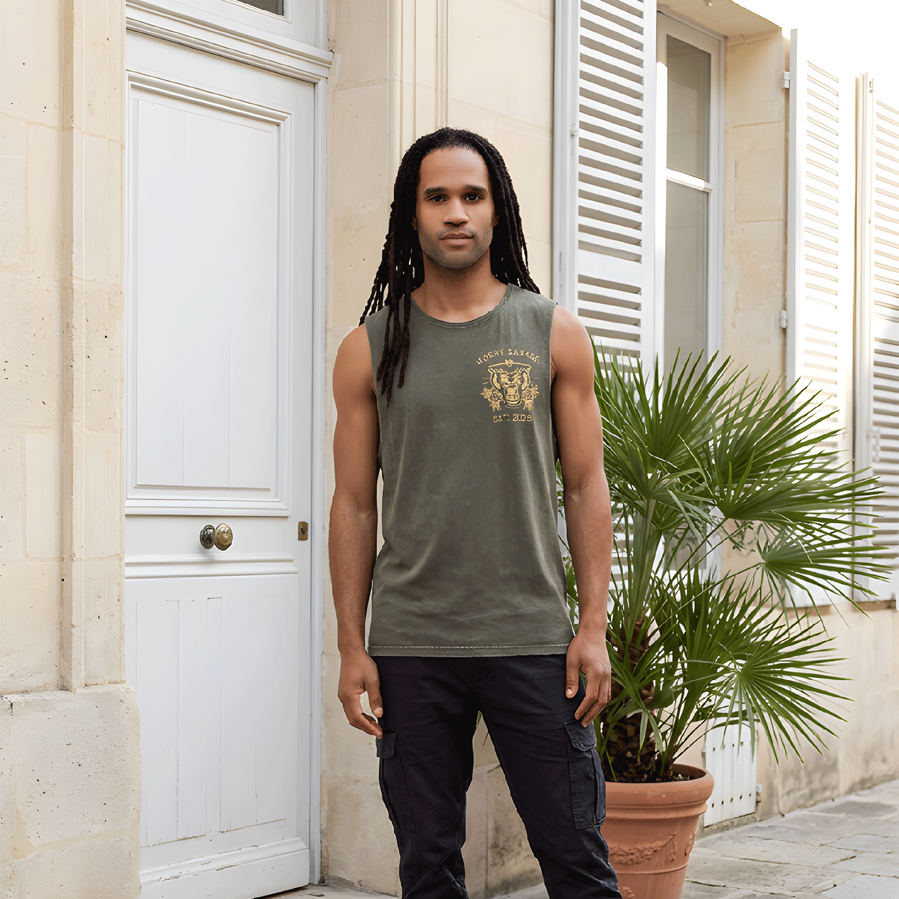 Happy Savage Panther Tank Cut-Off — Unisex Tee Stonewash product thumbnail image Happy Savage Panther Tank Cut-Off — Unisex Tee Stonewash product thumbnail image